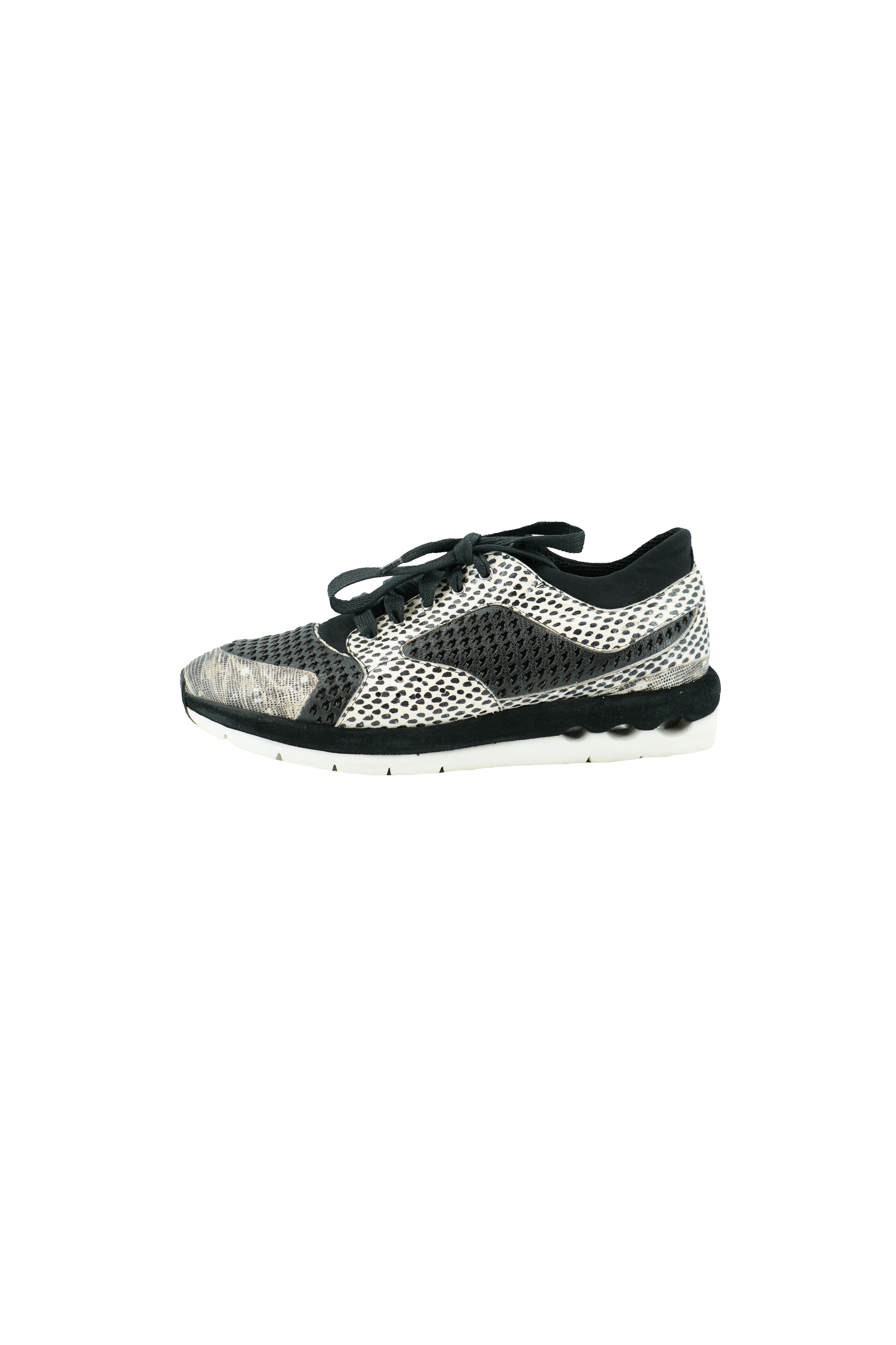 Salvatore Ferragamo snake print leather suede sneakers size 38.5