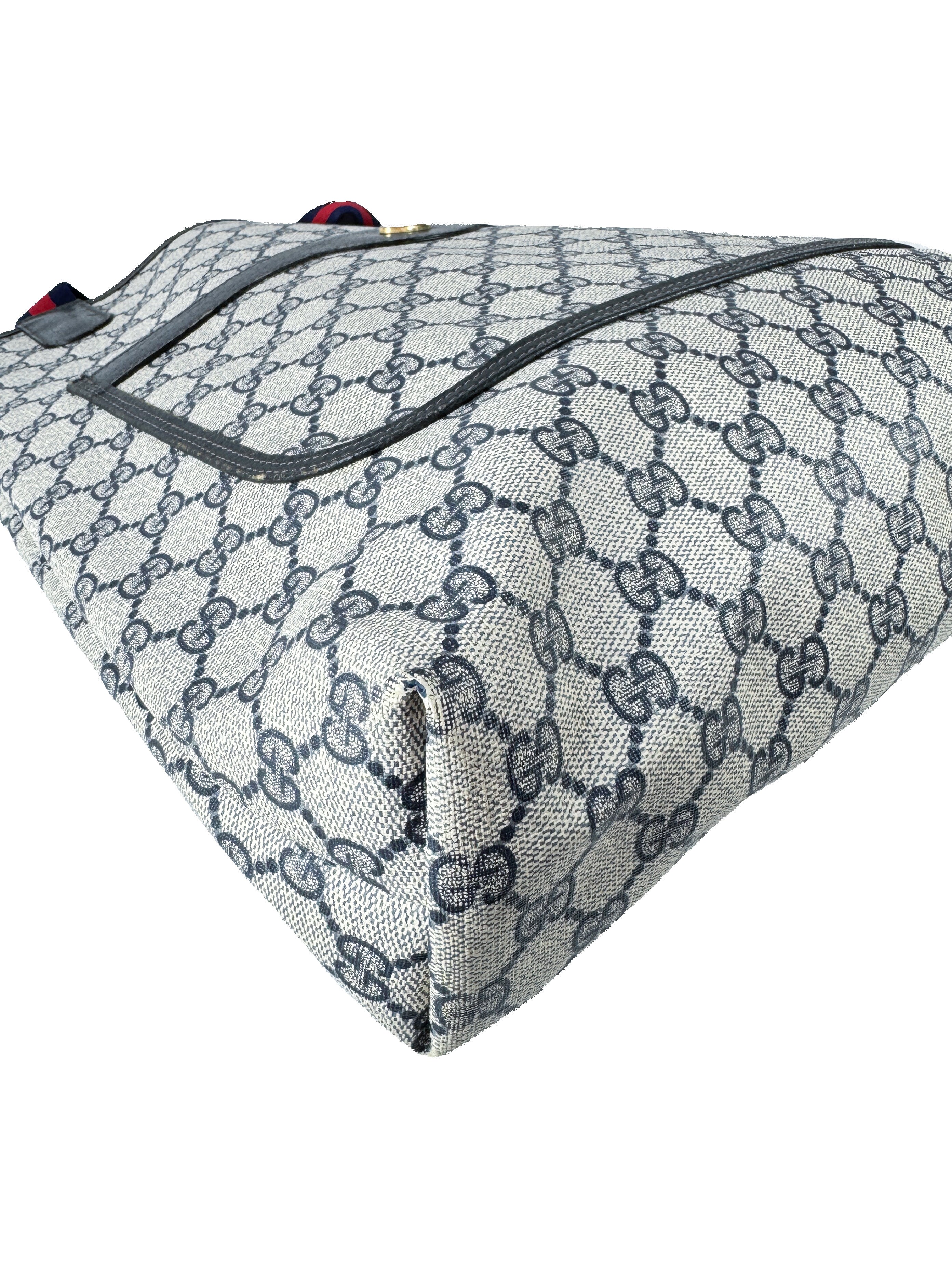 Gucci GG navy sherry line vintage tote 3902003