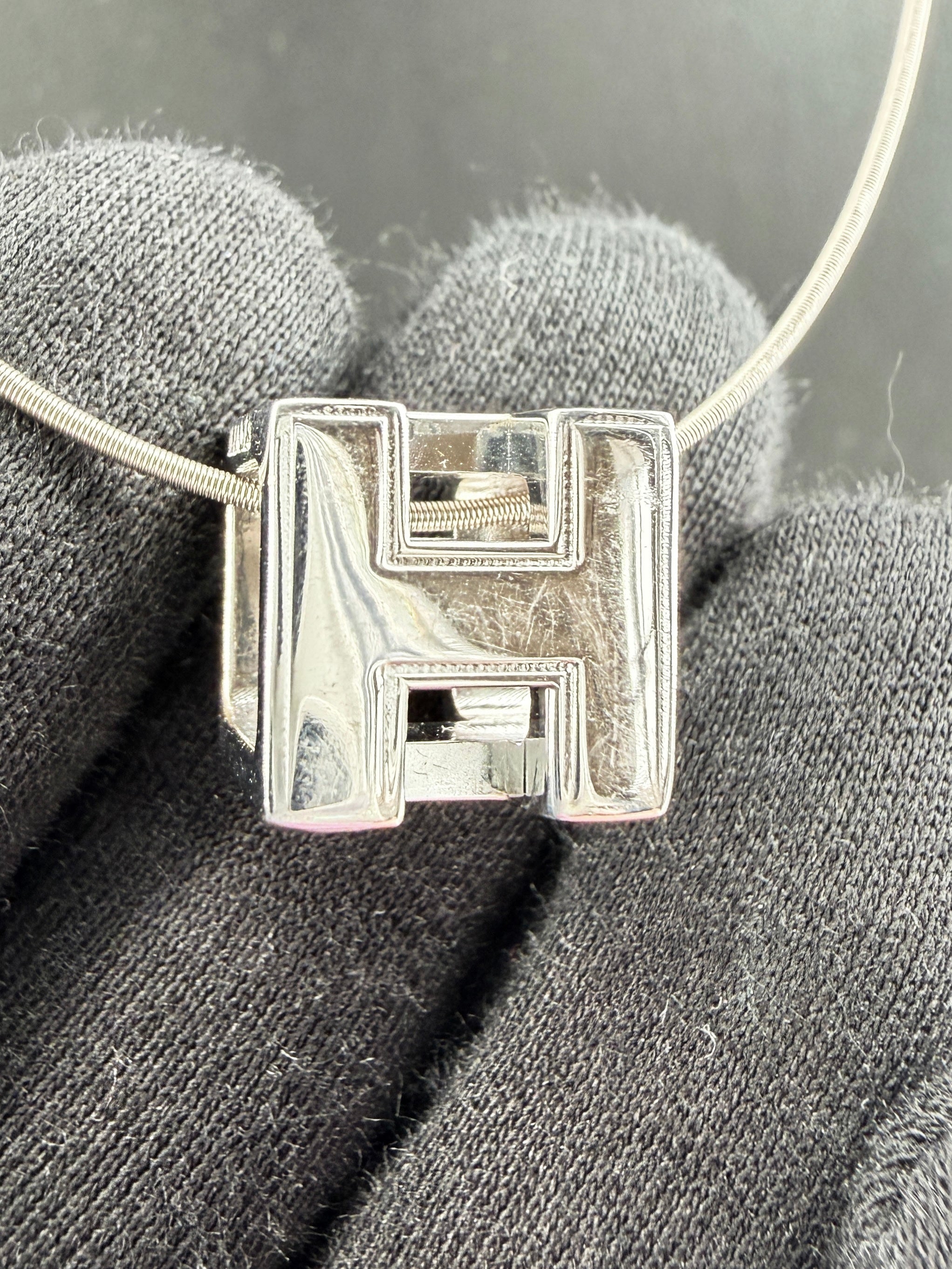 Hermès silver cage d' H cube necklace