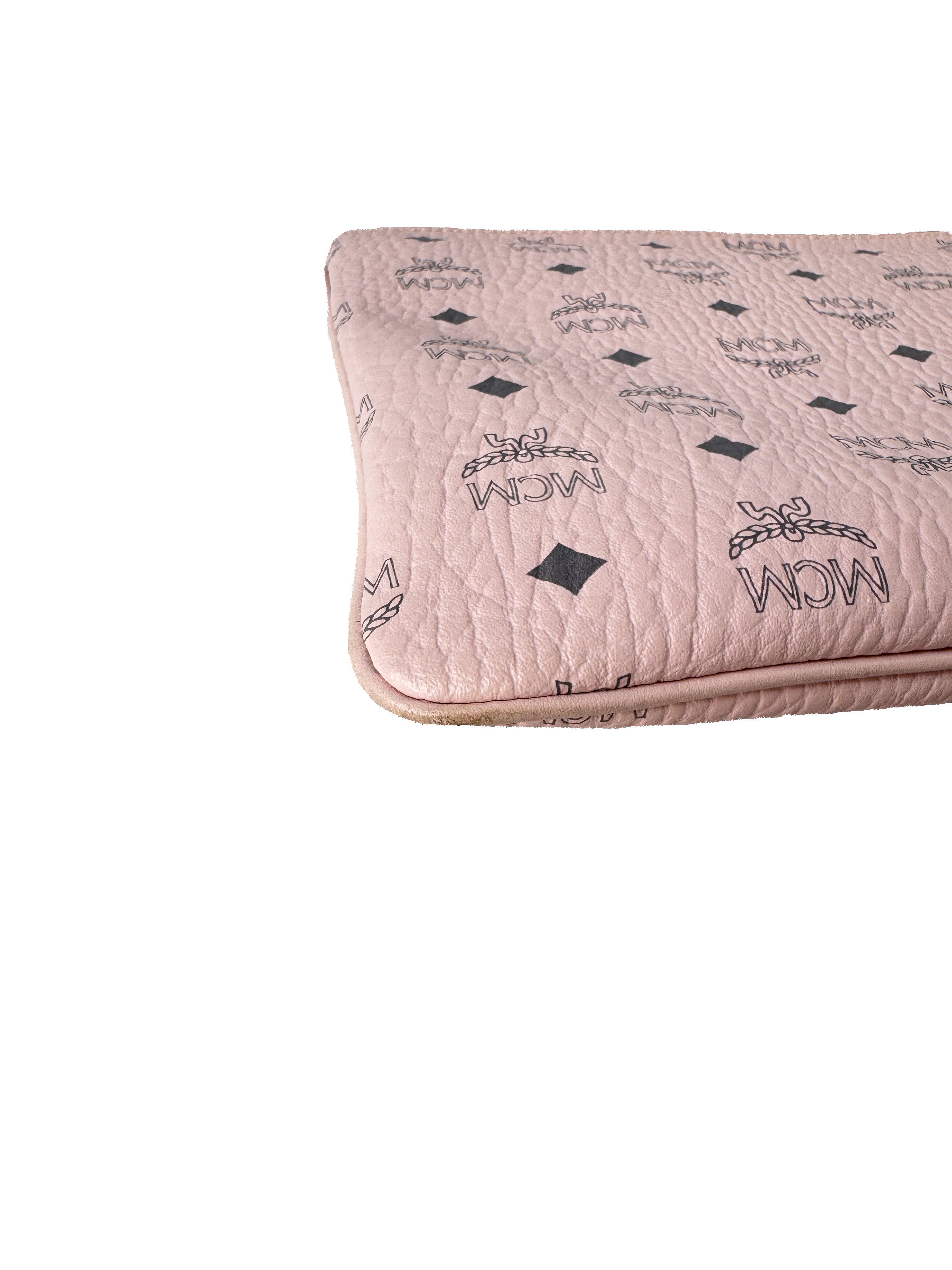 MCM pink medium logo crossbody pouch bag retail $490