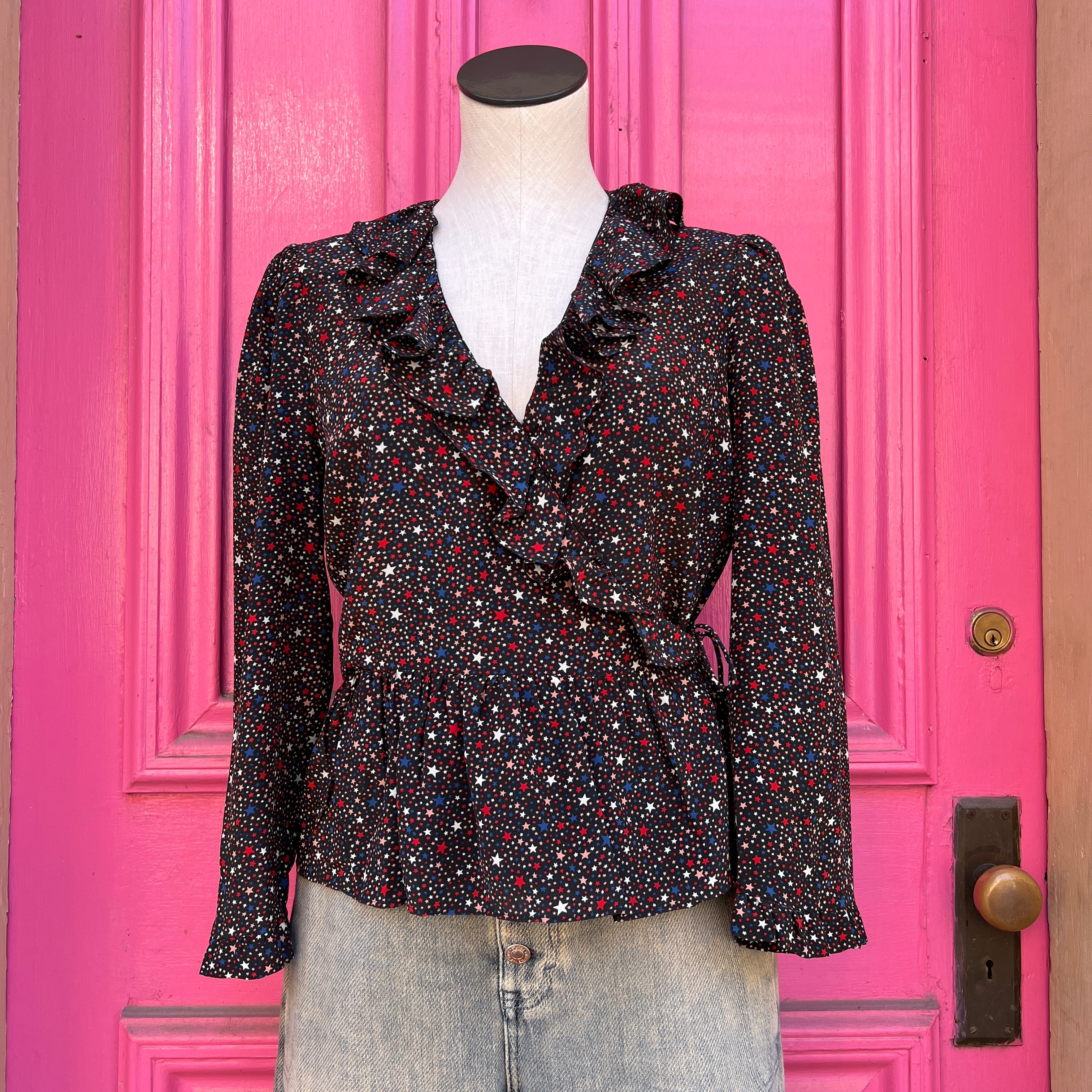 Madewell black star wrap top size M