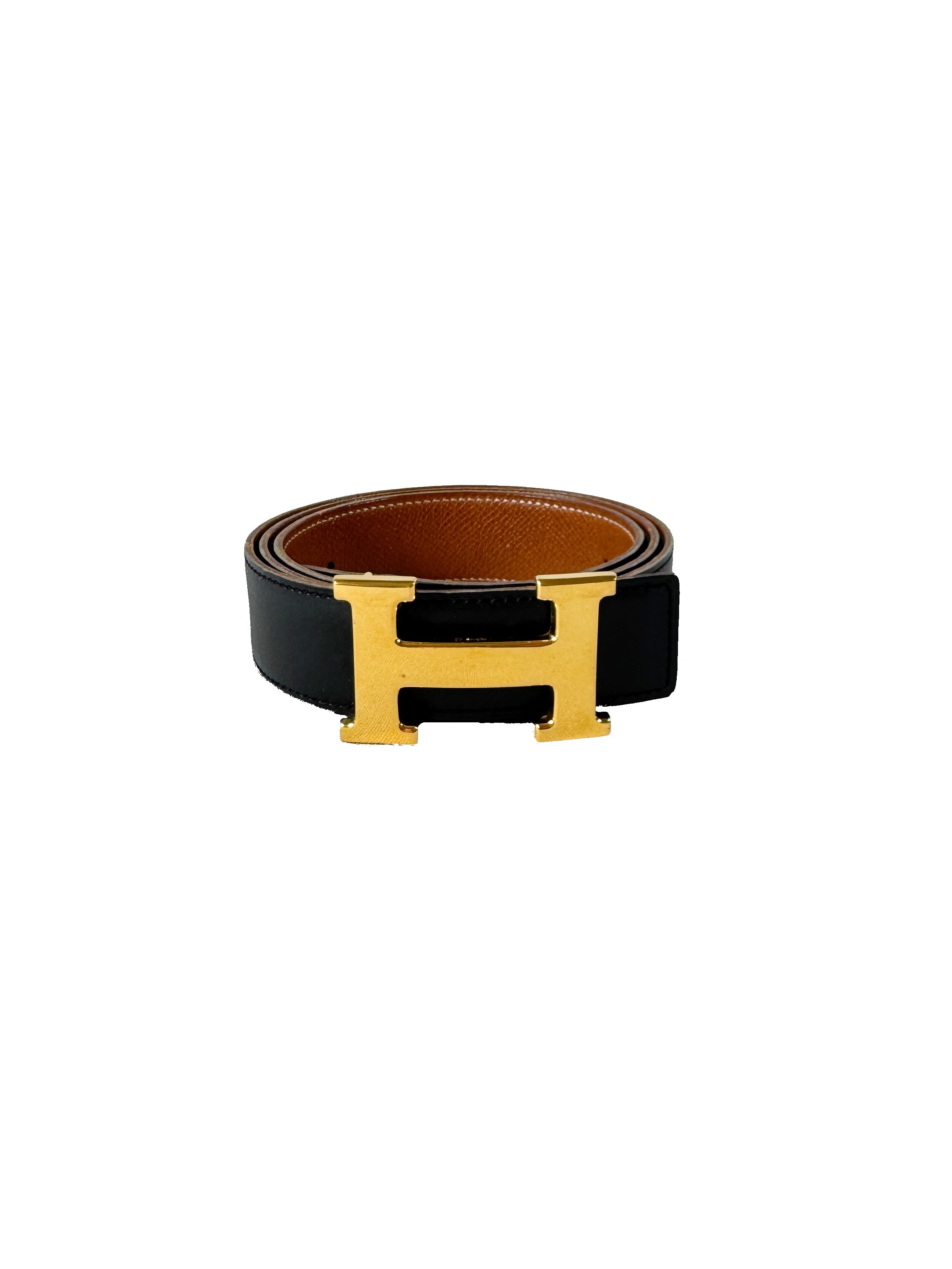 Hermès black/brown Constance belt size 90 (circle X)