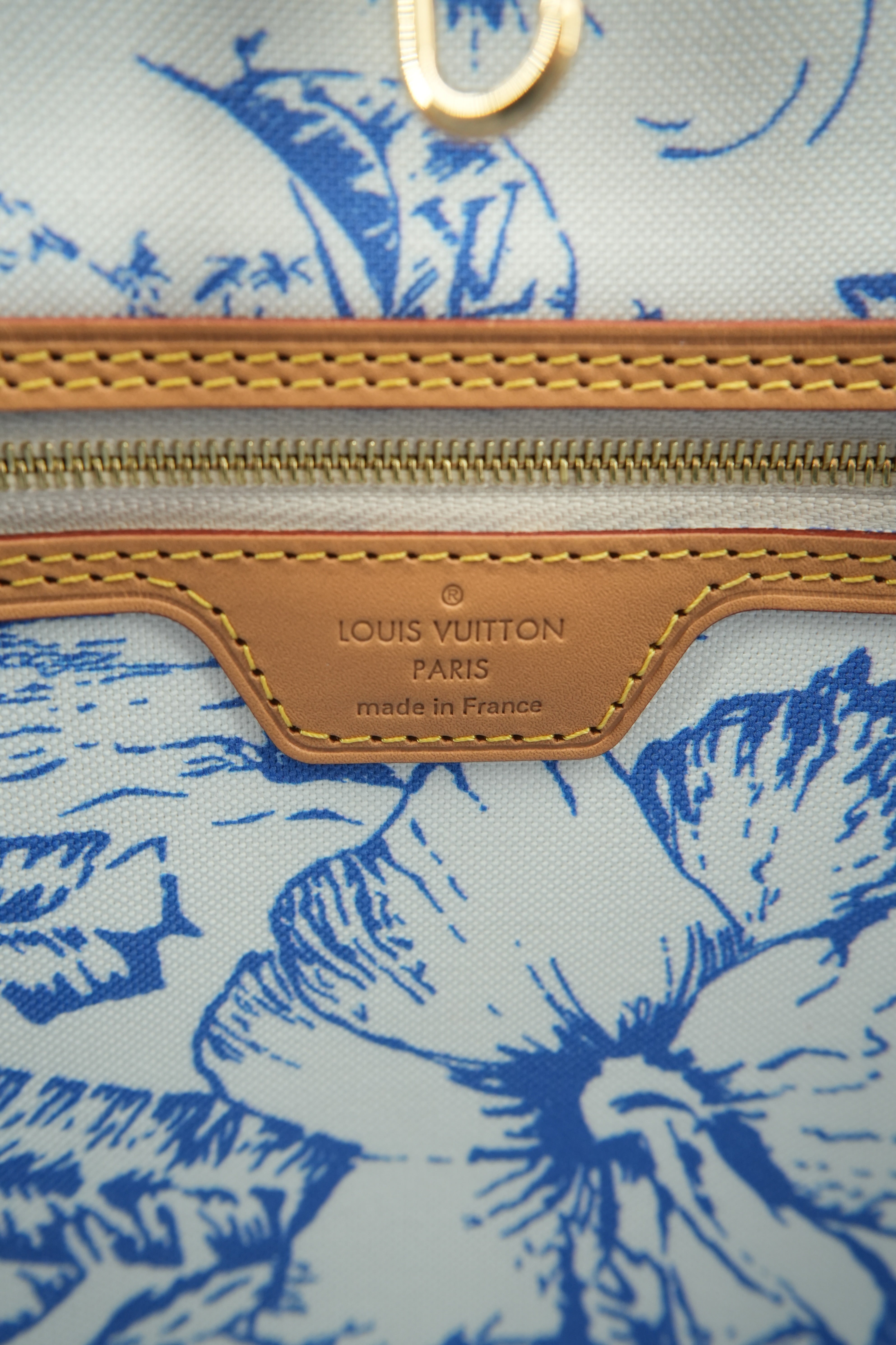 Louis Vuitton monogram Tiles by the Pool Neverfull MM lagoon blue NFC