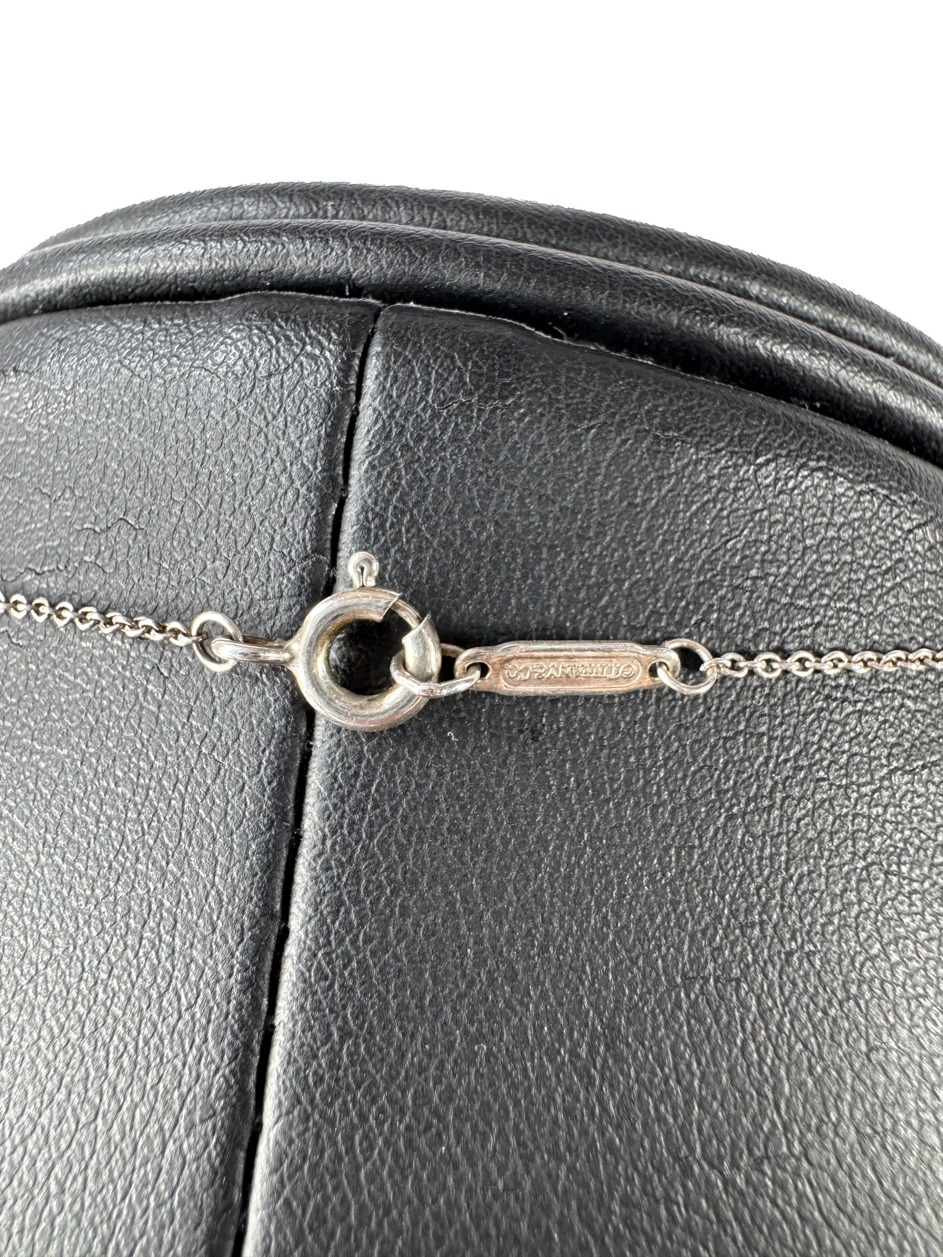 Tiffany & Co sterling silver & diamond 1837 round lock necklace