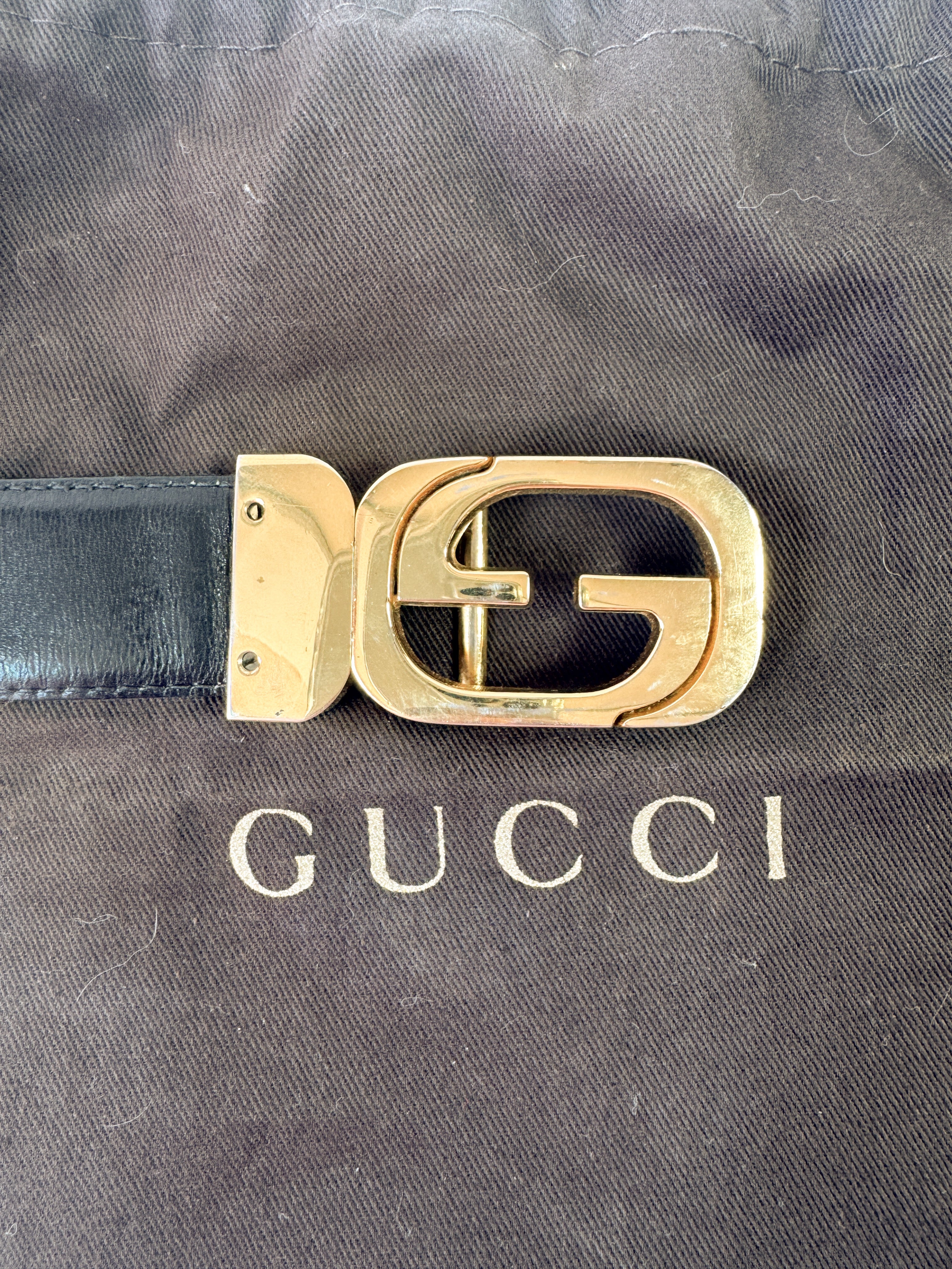 Gucci vintage black/brown leather reversible belt