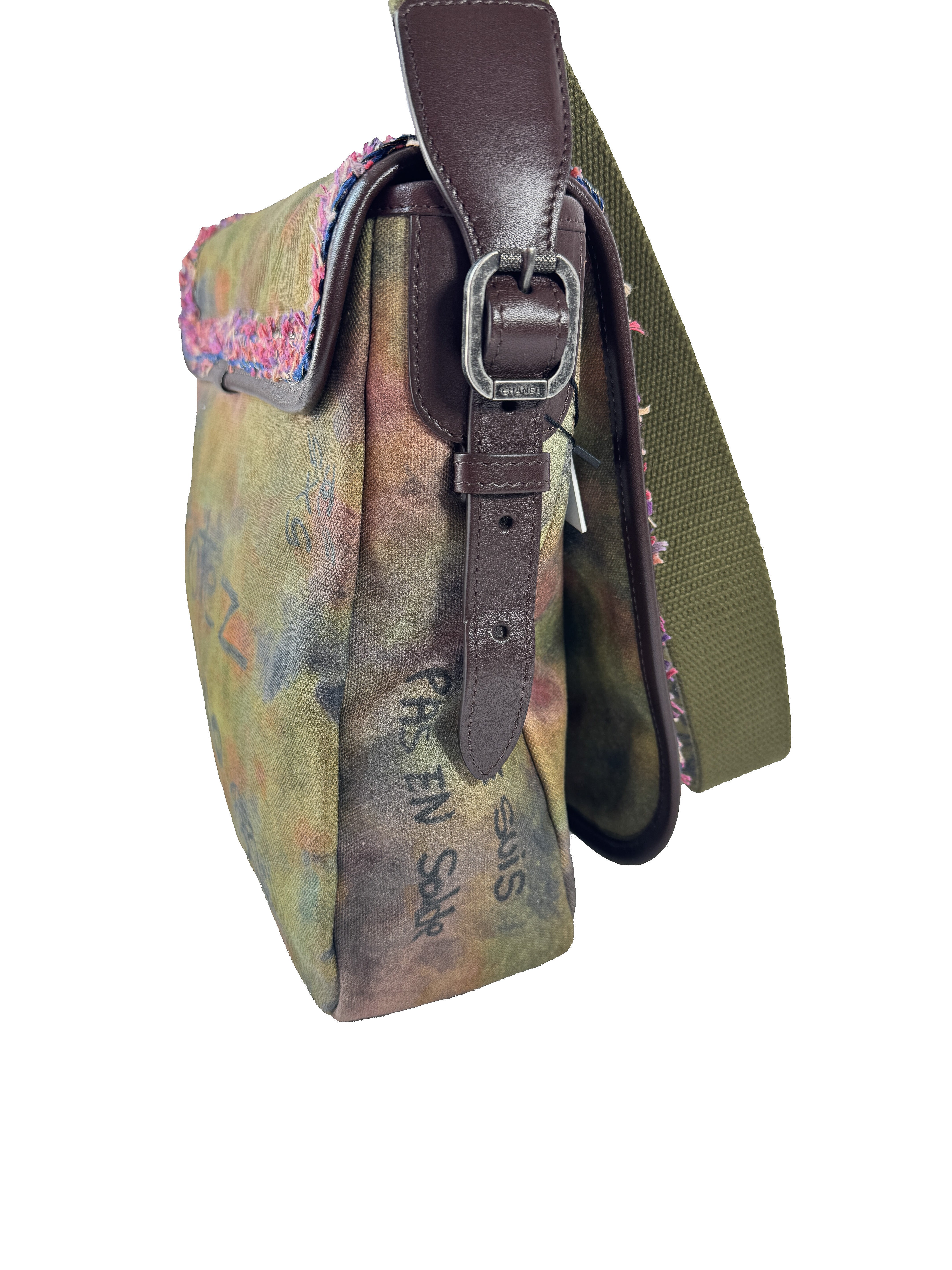 Chanel Washed Toile Graffiti On The Pavements Messenger Khaki Multicolor