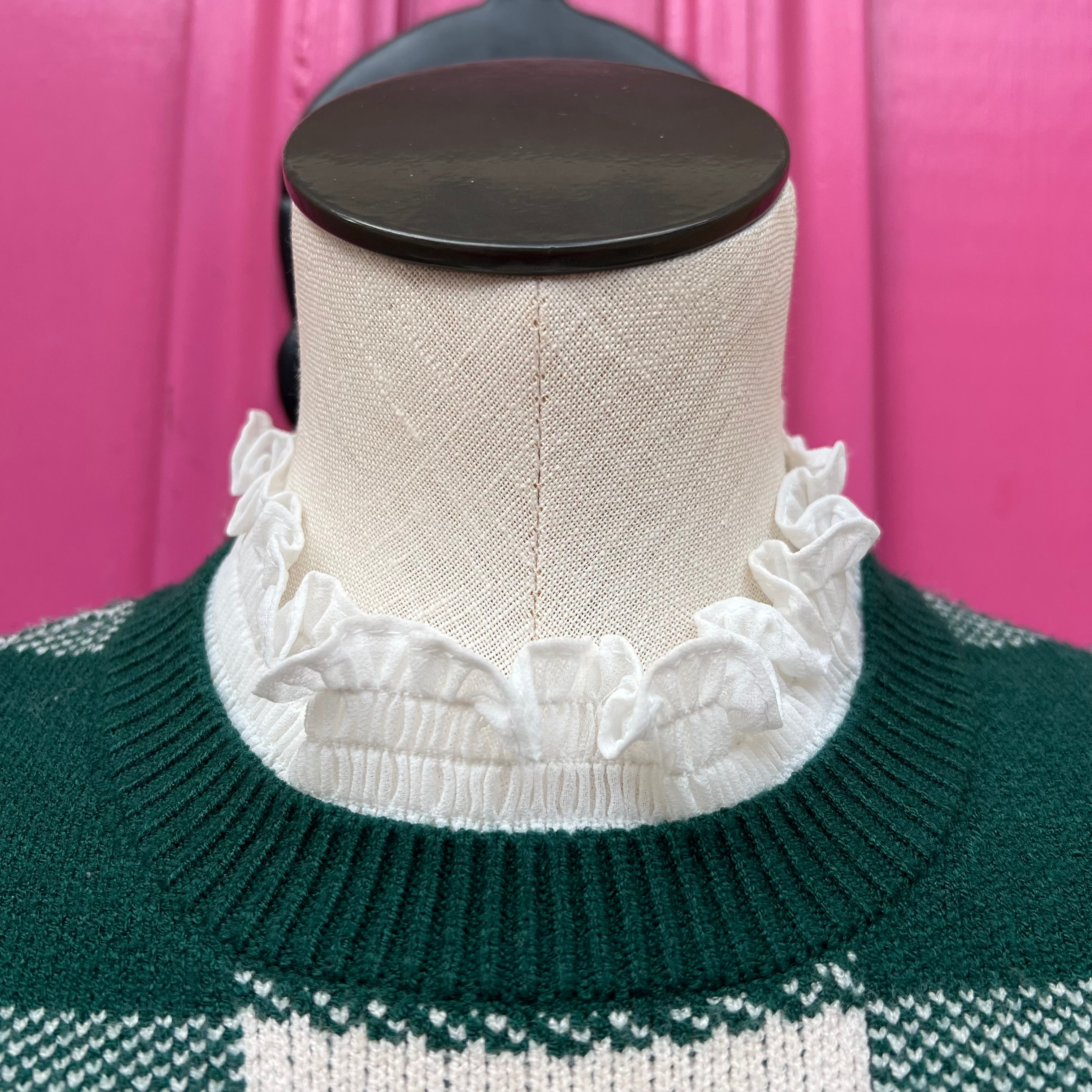 Anthropologie green check sweater size XS