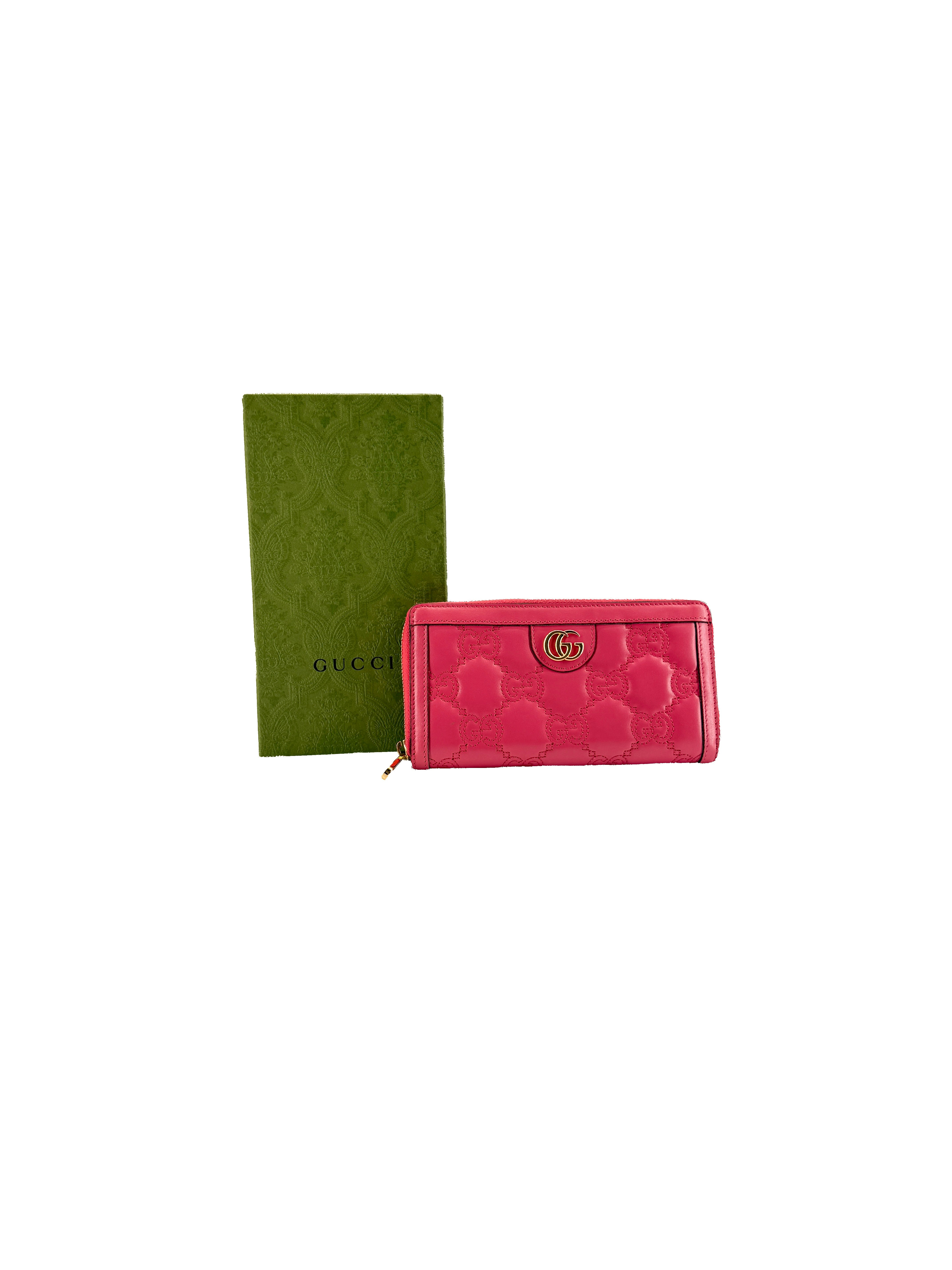 Gucci hot pink Marmont Matelassé ZA wallet 723784-1147 BOX