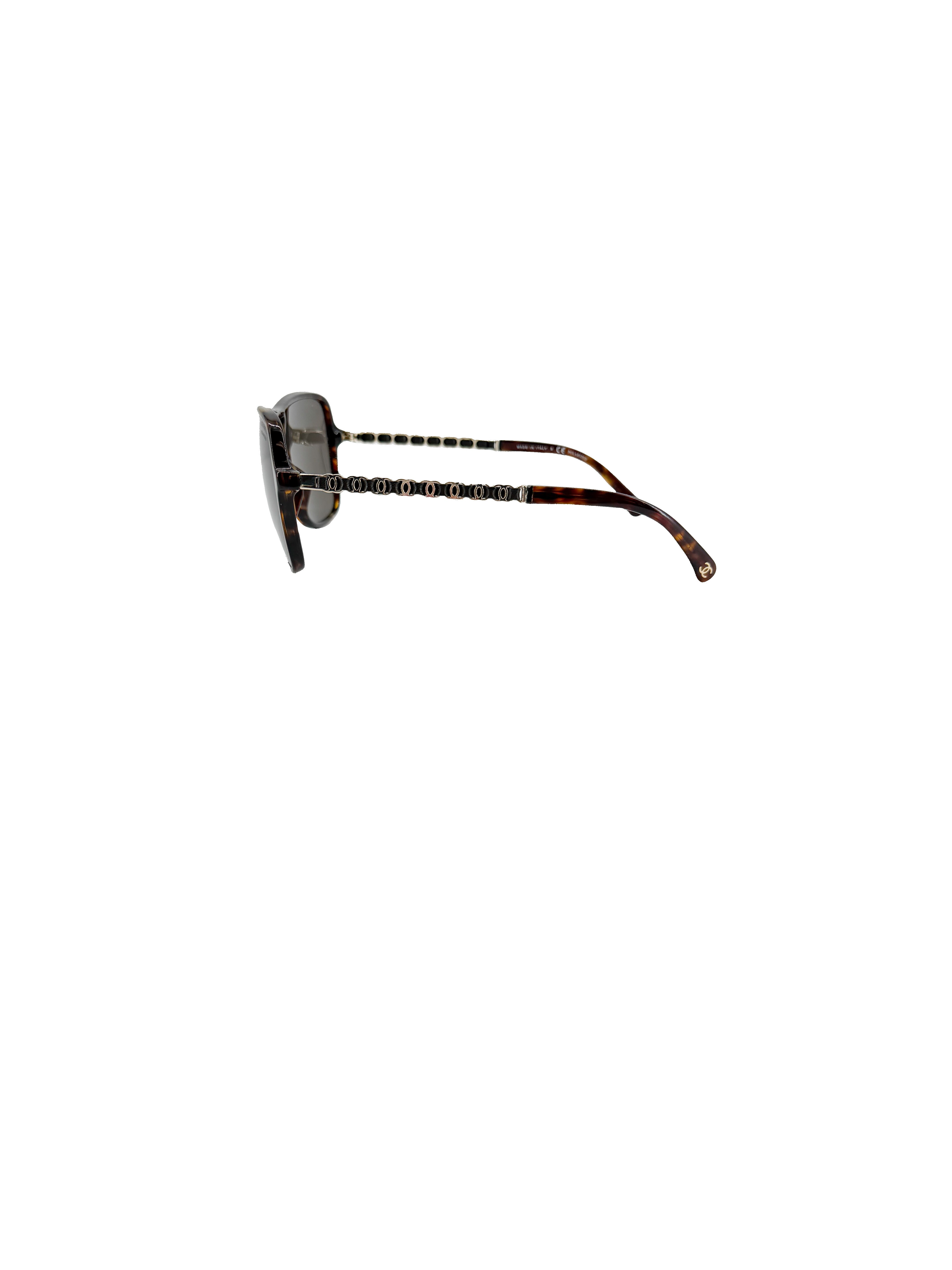Chanel chain temple pilot brown tortoise polarized sunglasses 5439-Q *case*