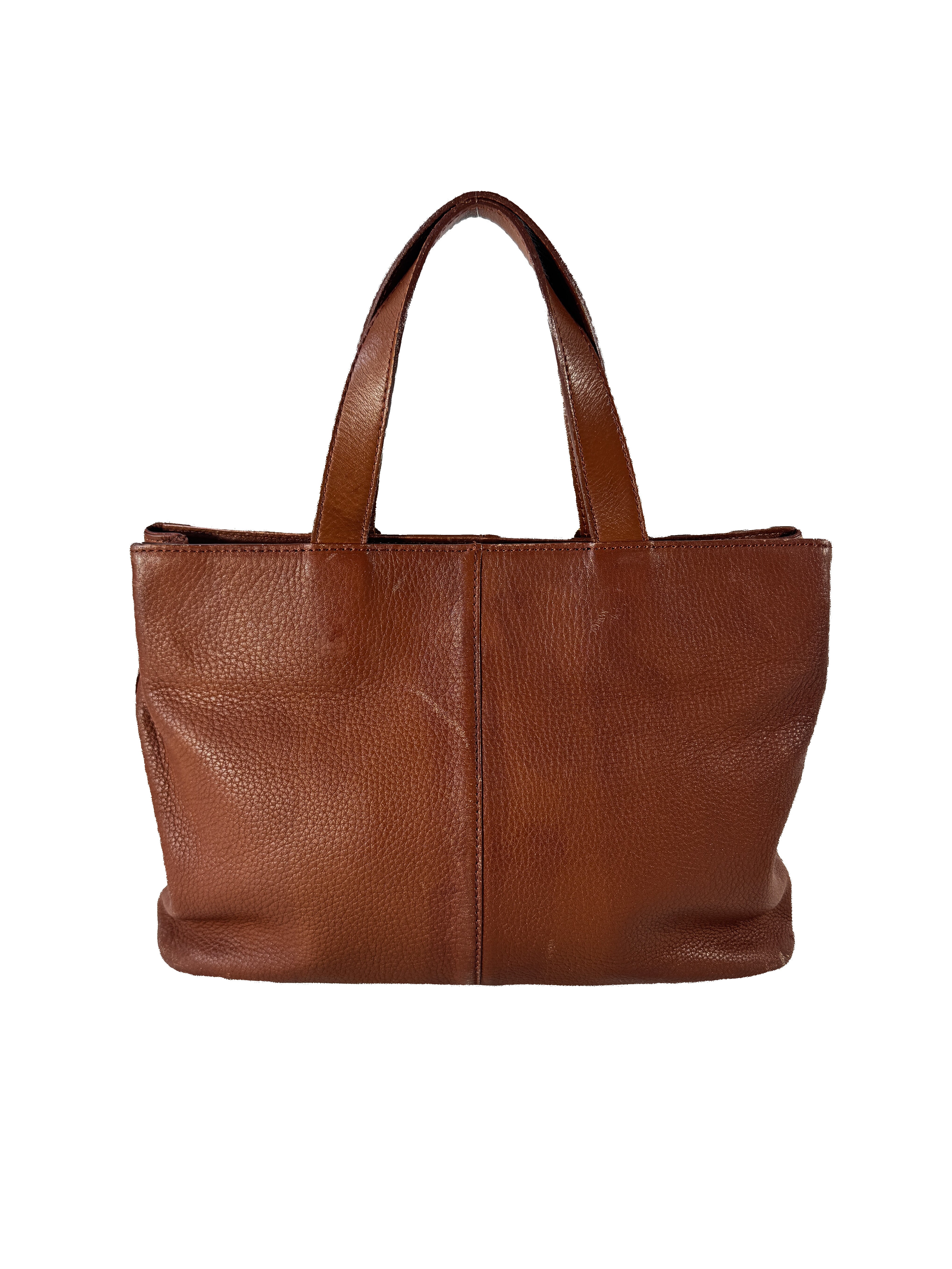 Burberry brown leather vintage small tote