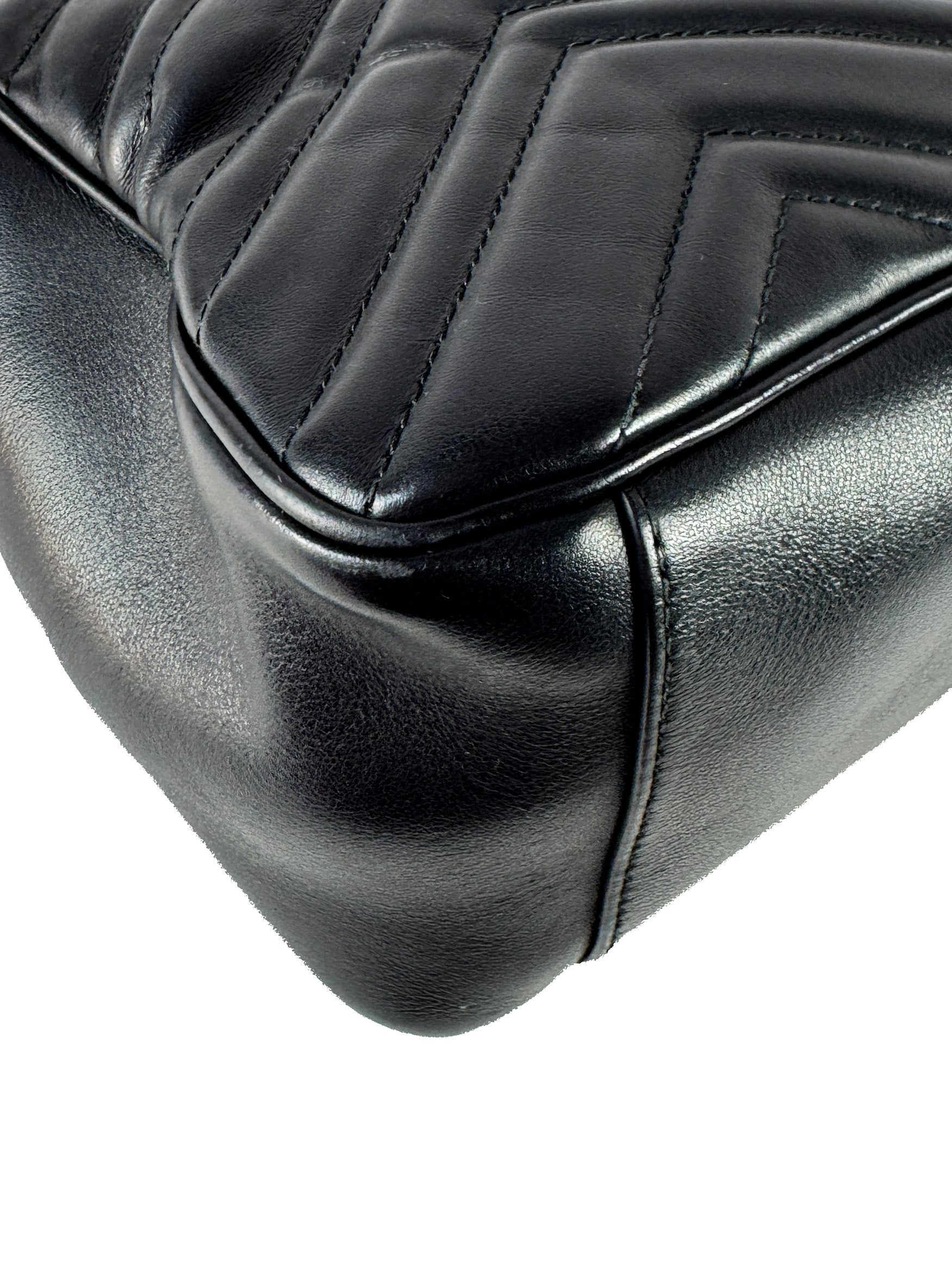 Gucci black leather Marmont top handle bag 498110204991