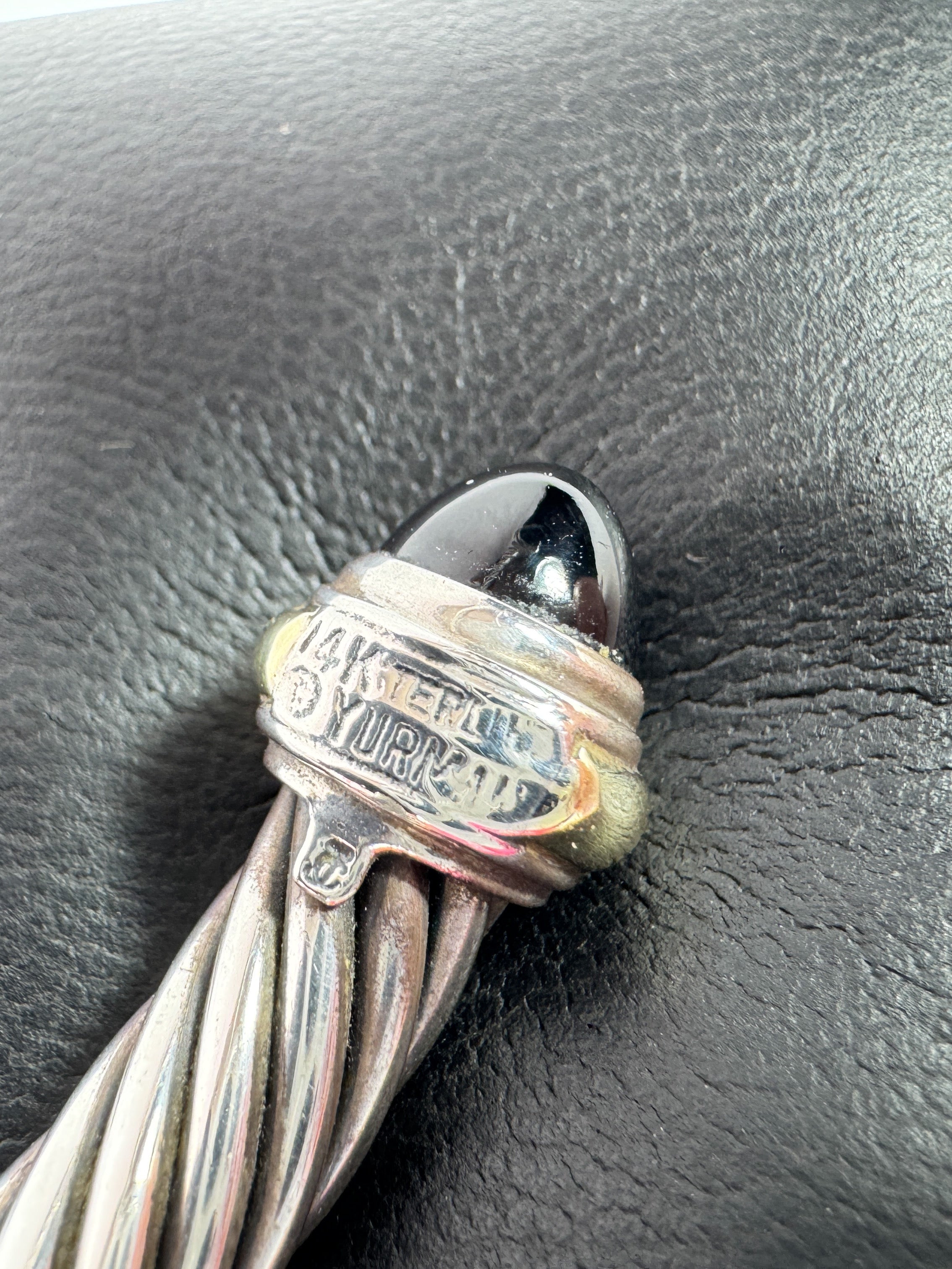 David Yurman 7mm sterling silver, 14k gold, black onyx cable classic