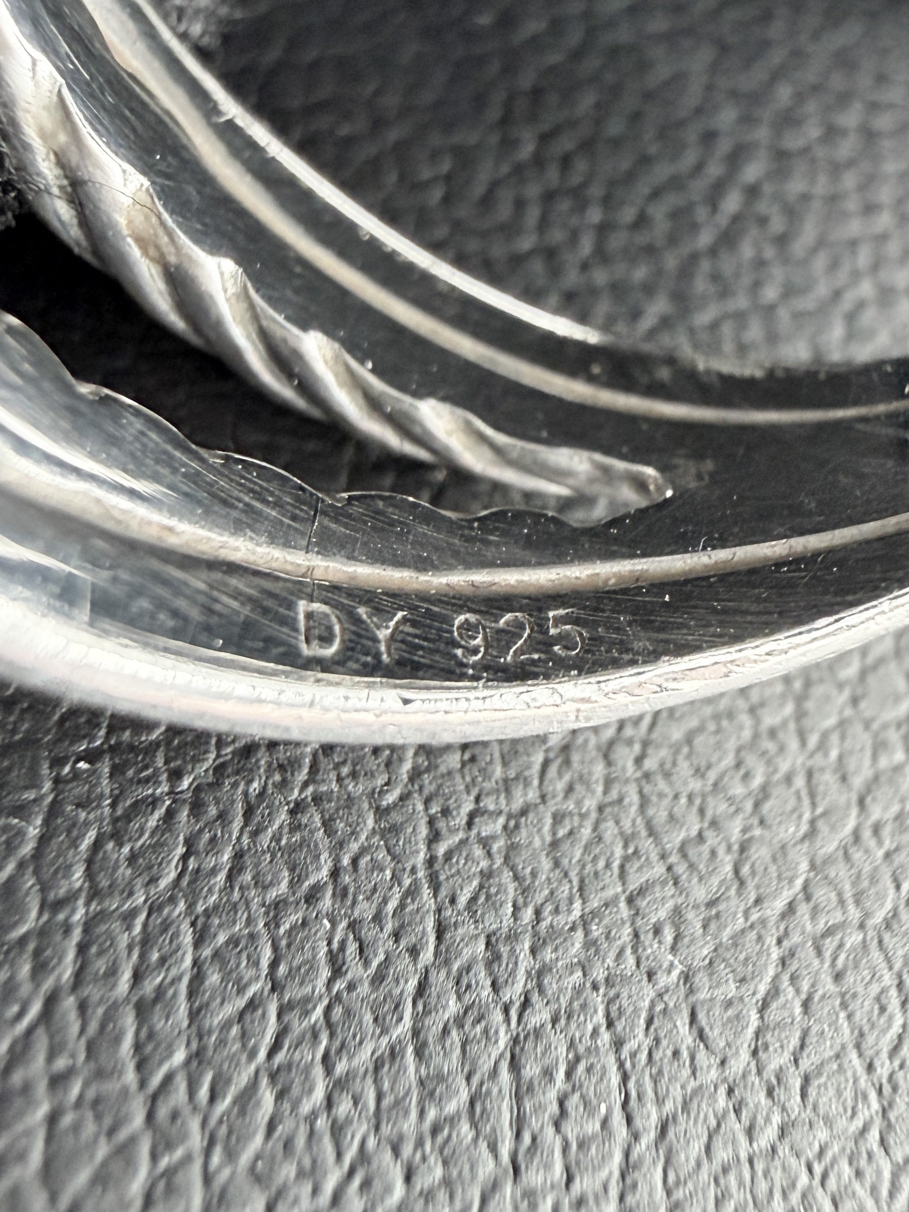 David Yurman sterling silver diamond cable X crossover ring