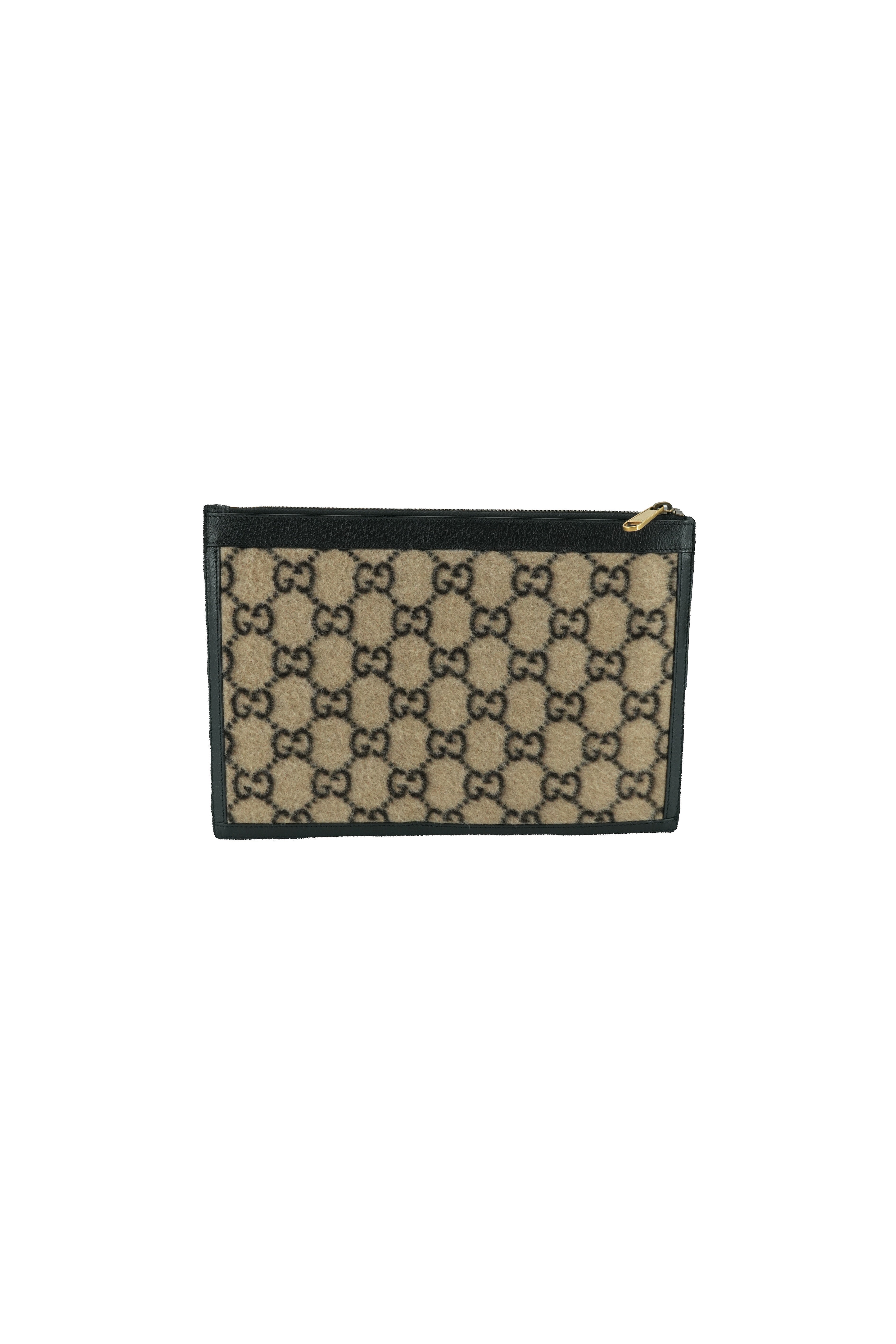 Gucci brown black wool GG wristlet 597627-562600
