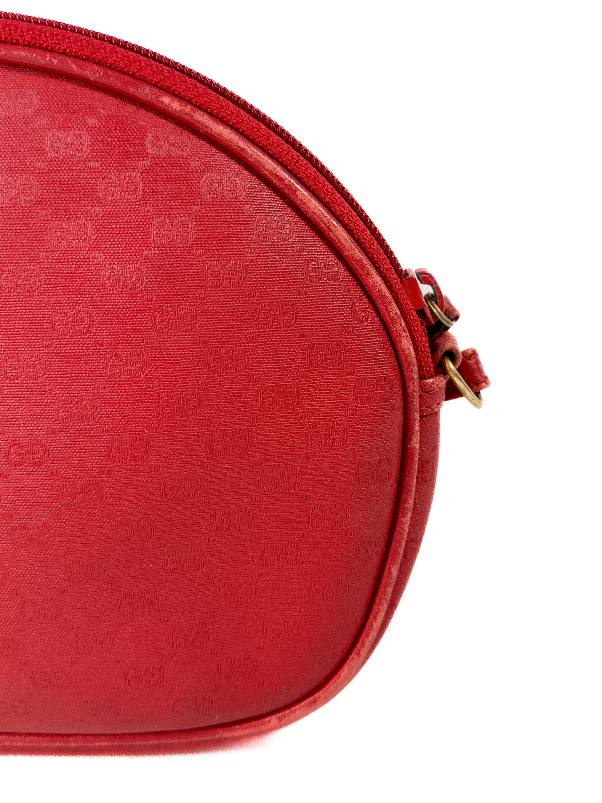 Gucci red monogram coated canvas leather crossbody 007 933 1113