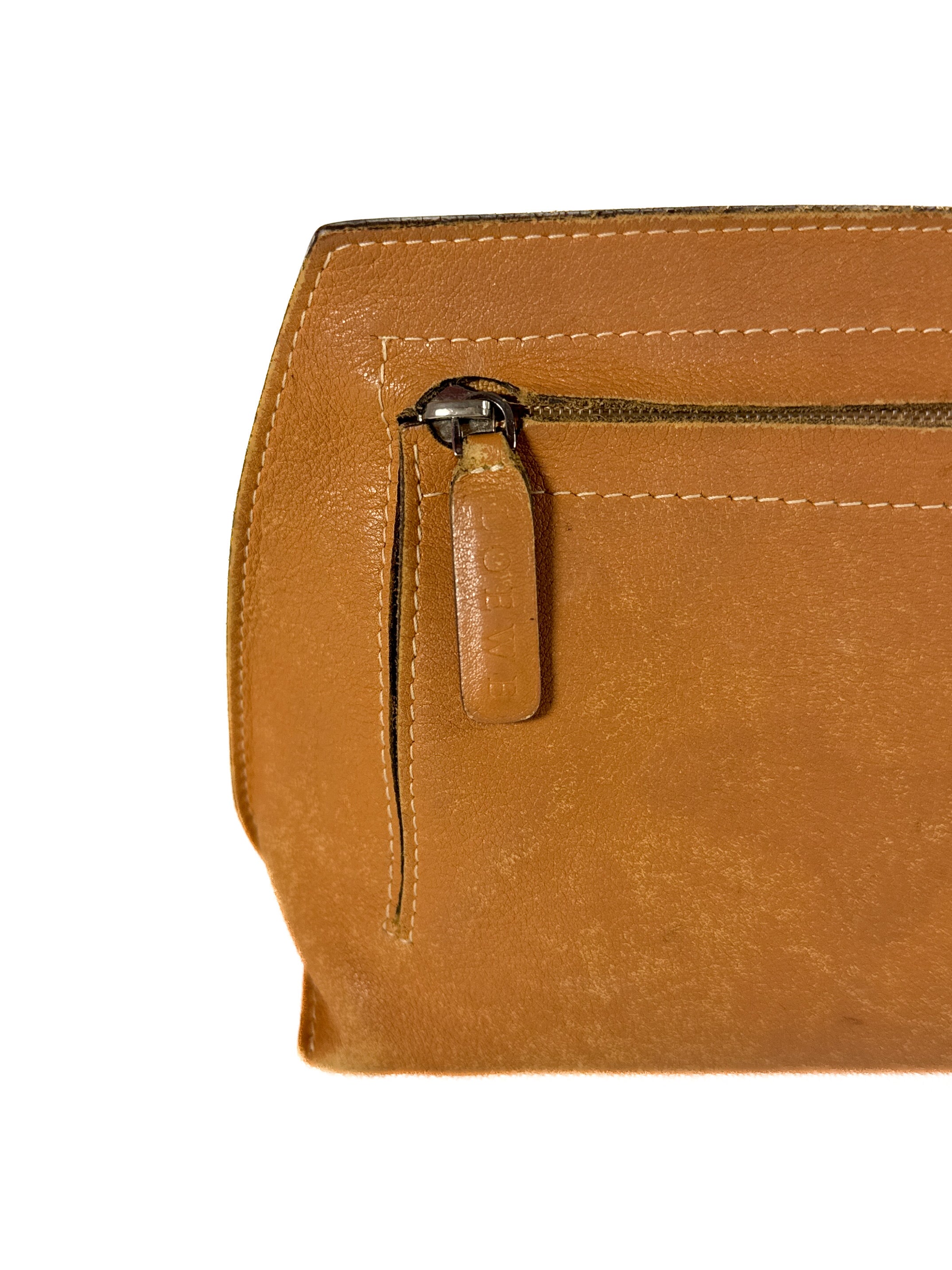Loewe brown leather vintage zip pouch