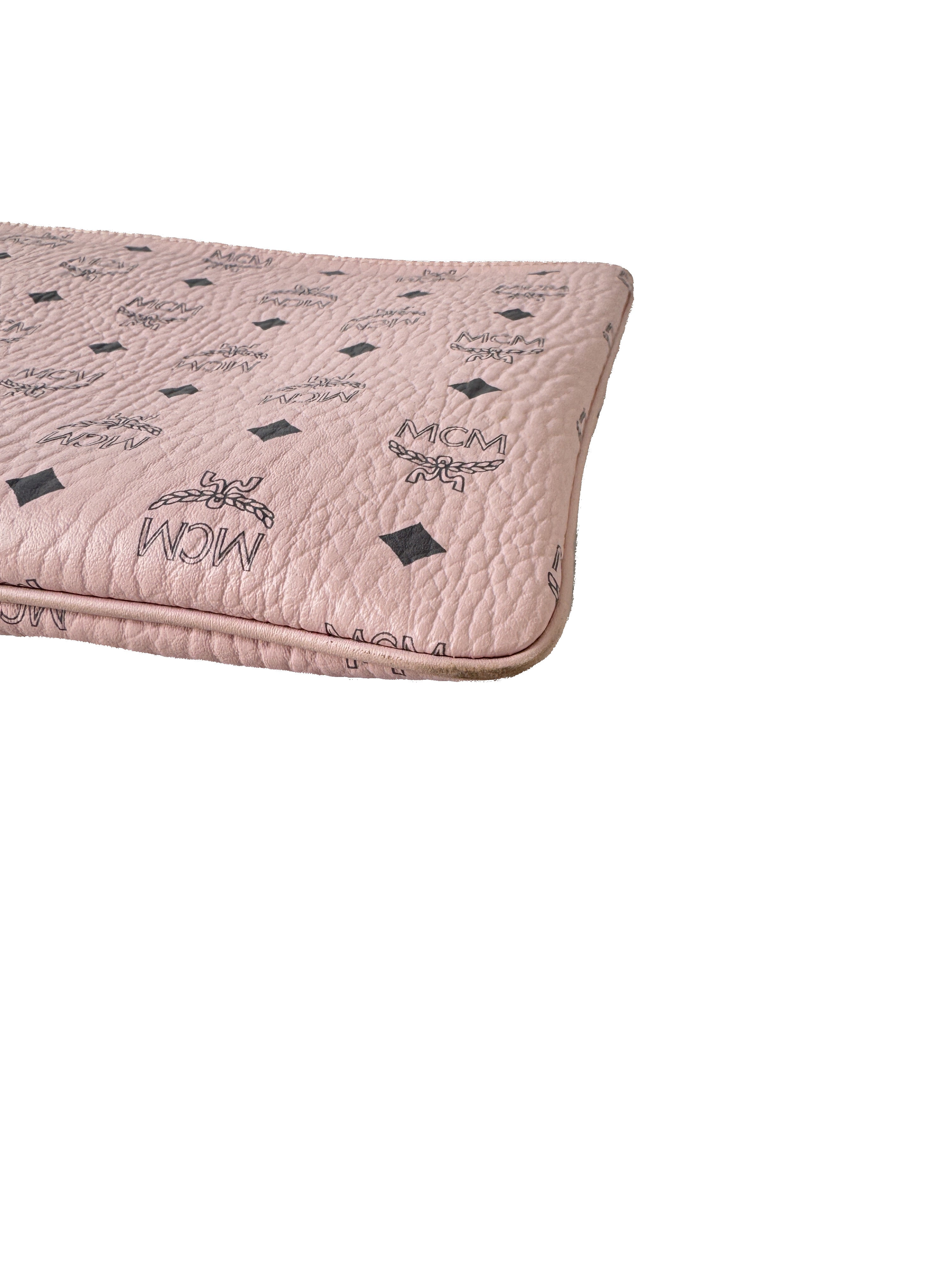 MCM pink medium logo crossbody pouch bag retail $490