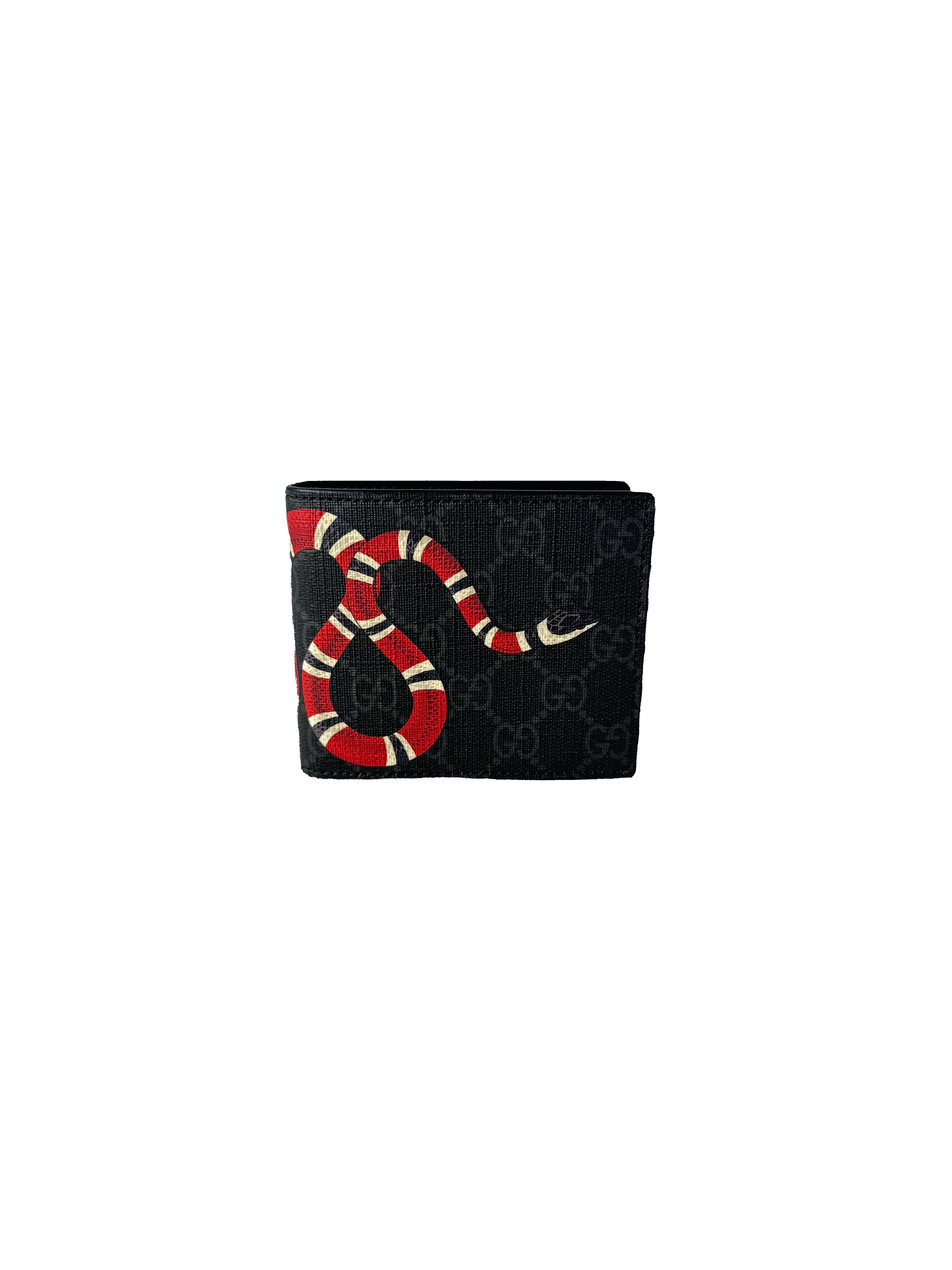 Gucci Supreme black kingsnake bi-fold wallet NEW 493075