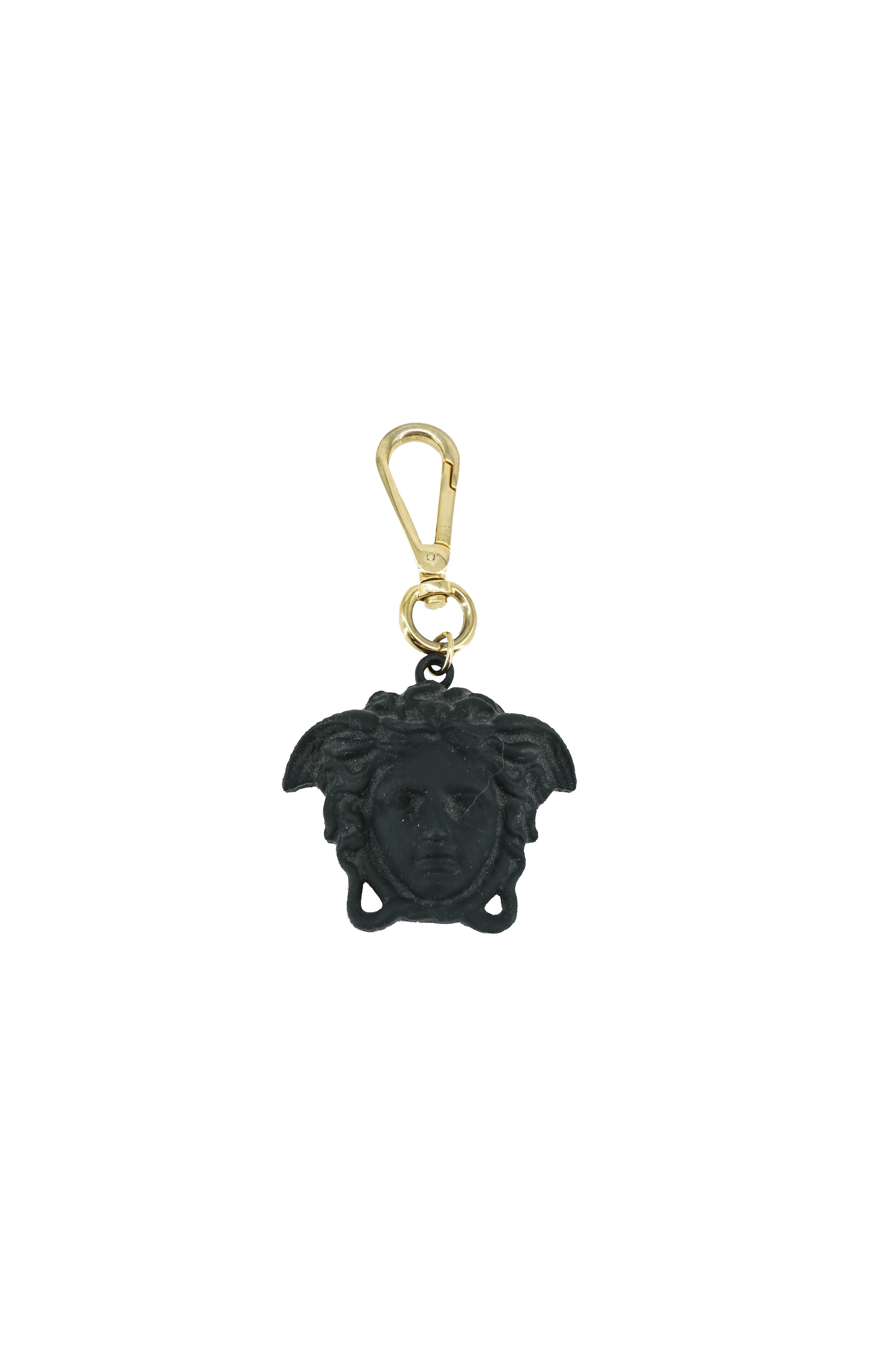 Versace black rubber Medusa key chain