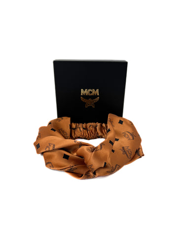 MCM brown signature print headband