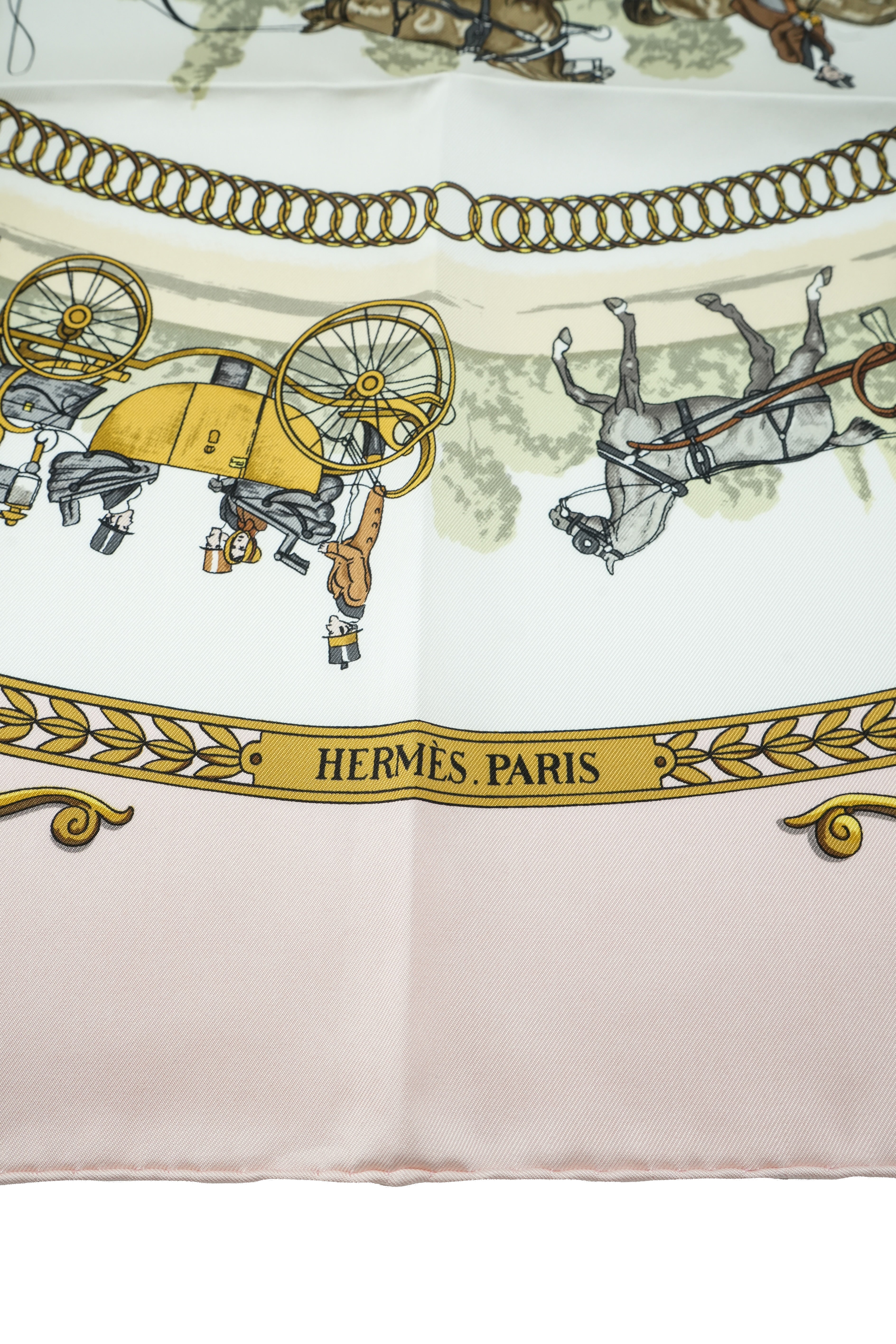 Hermès pink La Promenade De Longchamps 90cm silk scarf