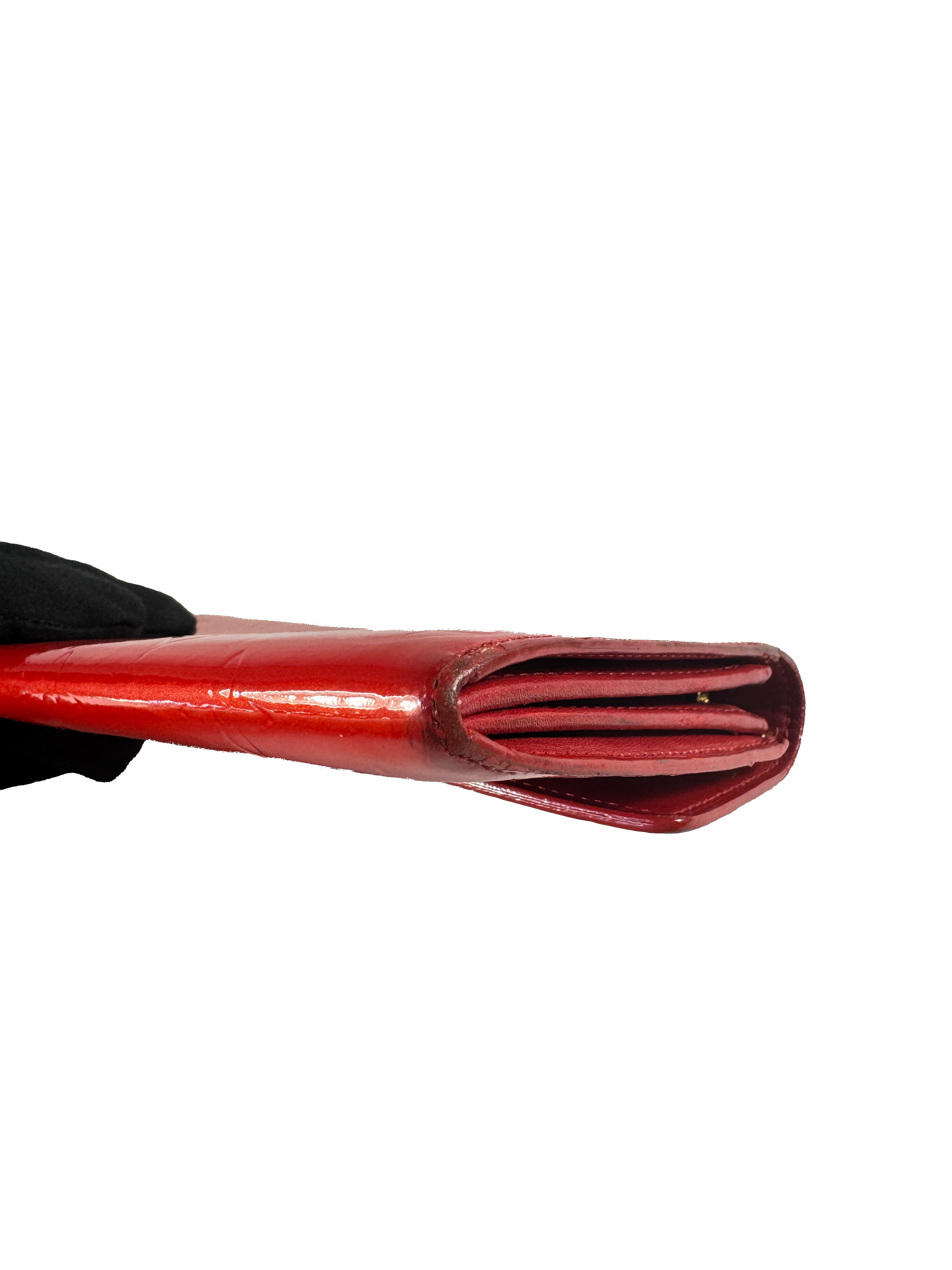 Louis Vuitton red vernis Sarah wallet TH0022 *as is*