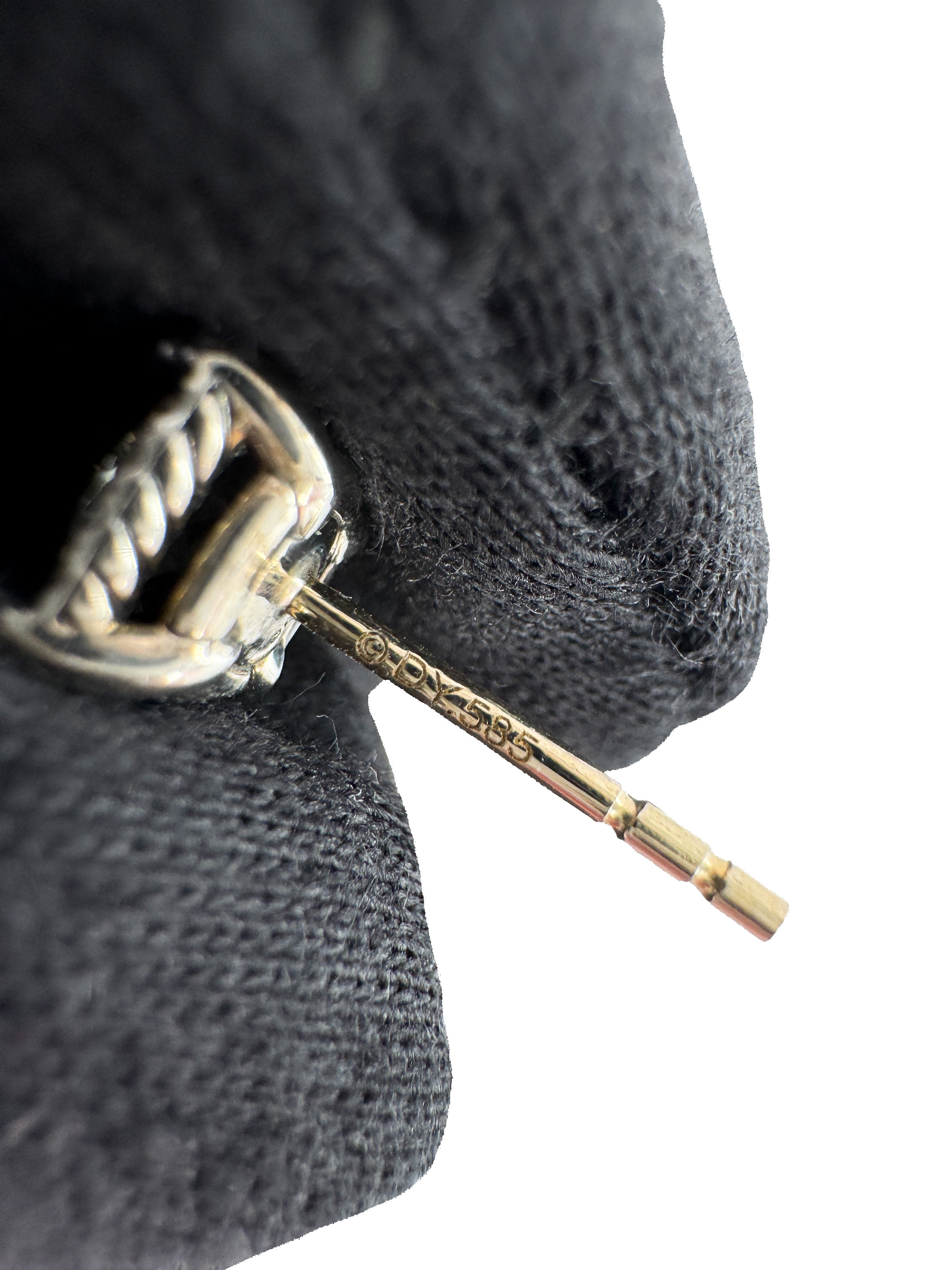 David Yurman sterling silver, diamonds, prasiolite petite Chatelaine 5MM stud earrings