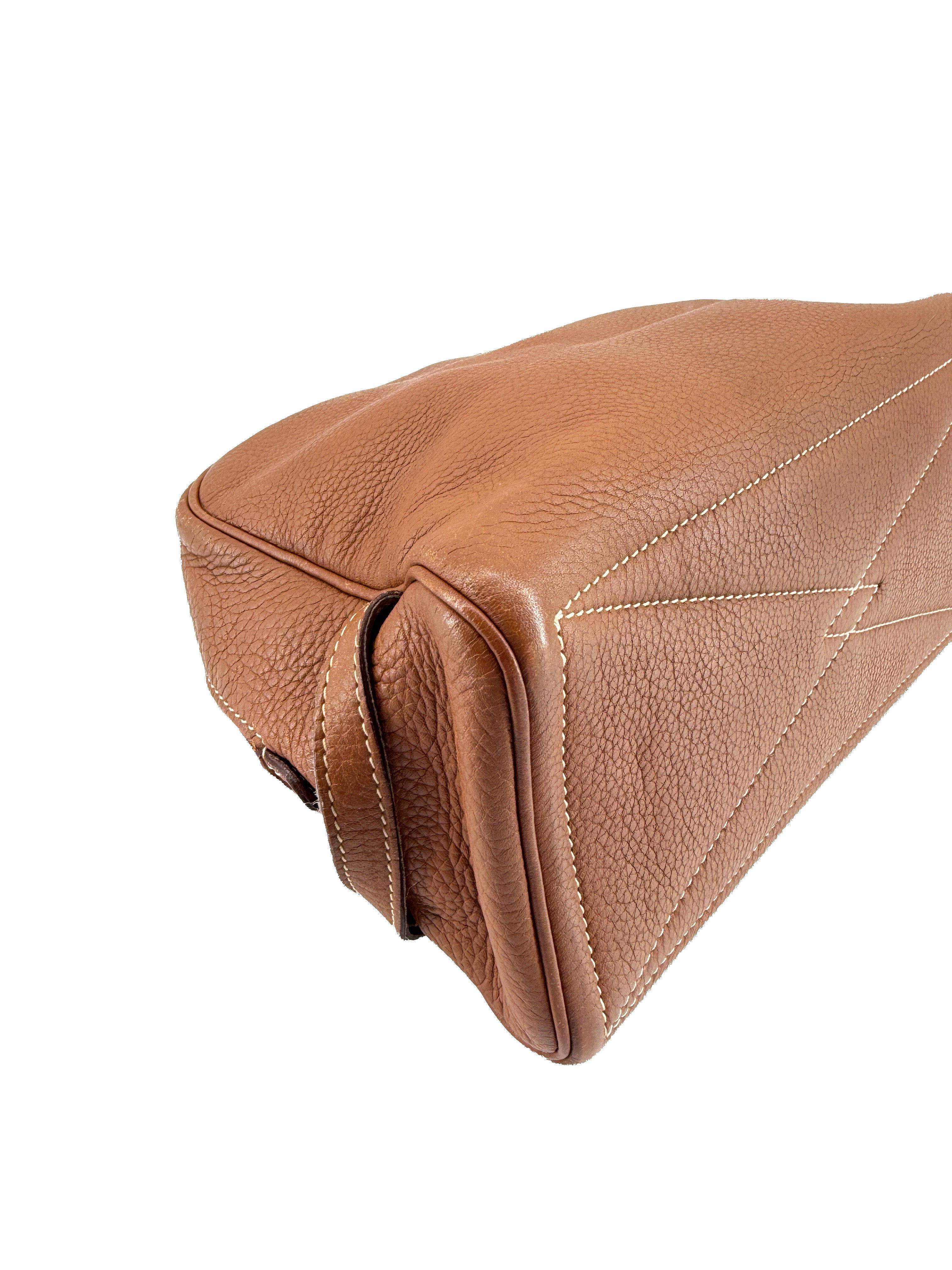 Hermès brown leather Victoria pouch square L