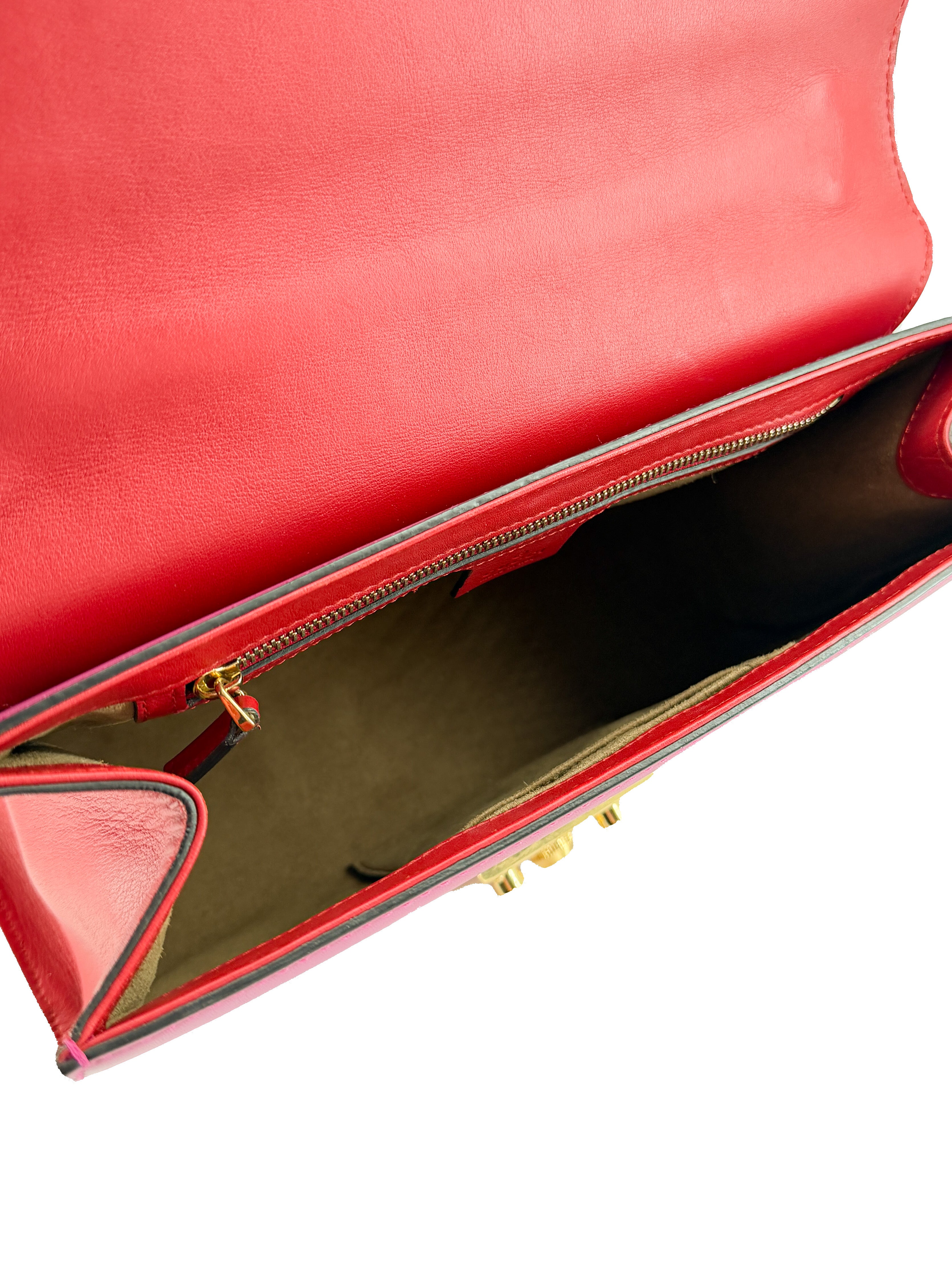 Gucci red, pink leather Medium Padlock shoulder bag 409486 498879