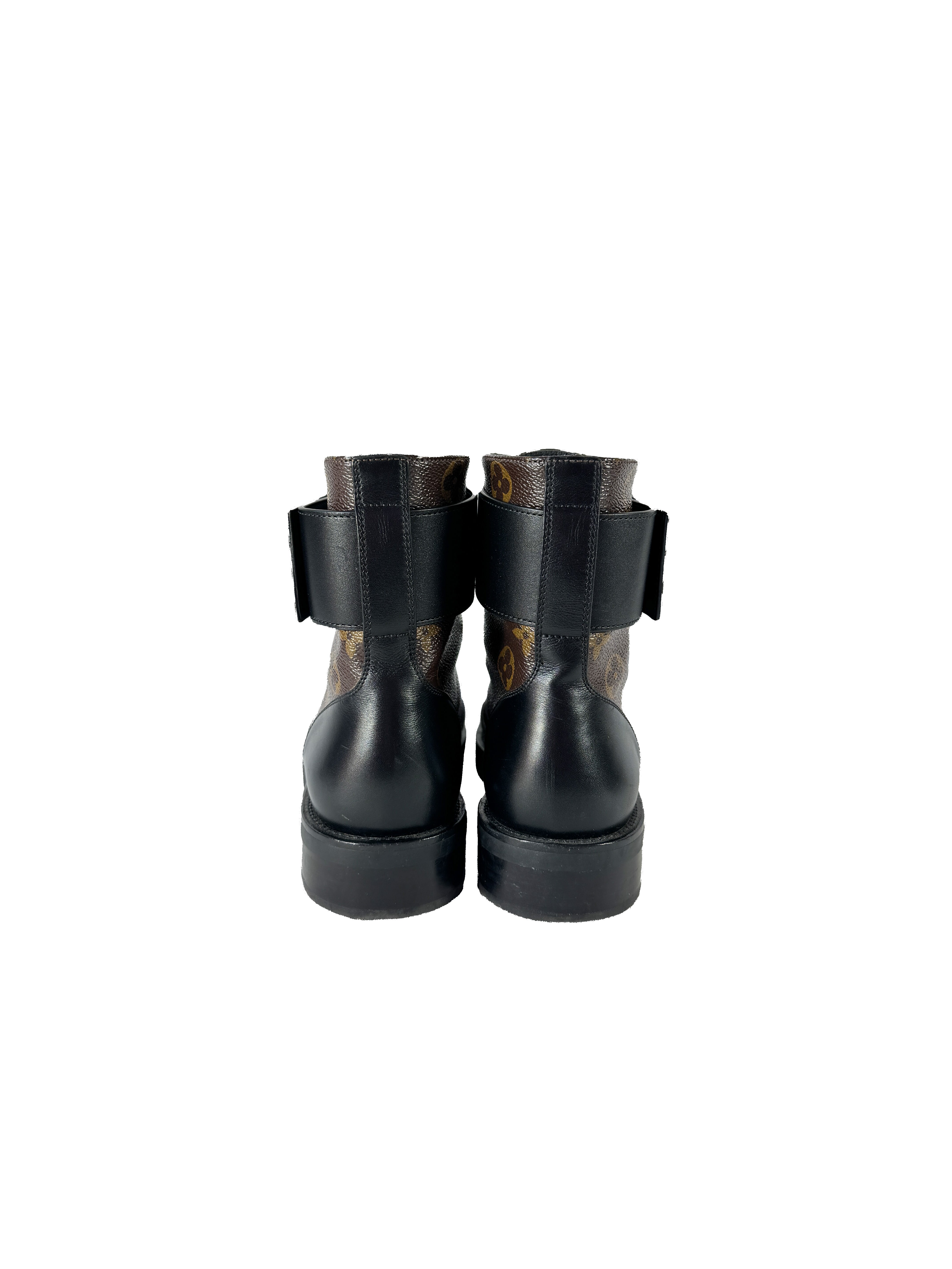 Louis Vuitton monogram Wonderland flat Ranger boots size 37 NL1200