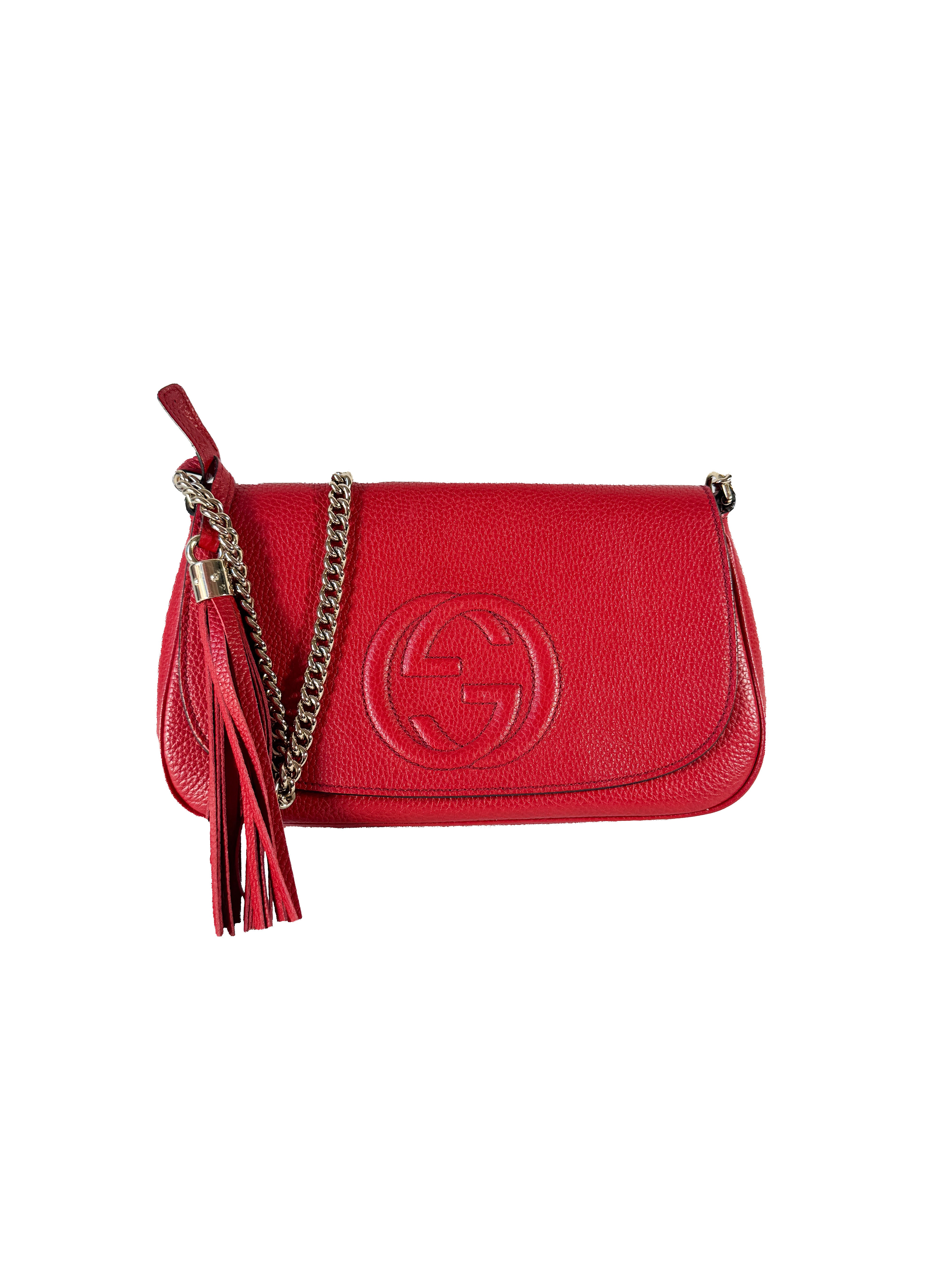 Gucci red leather Medium Soho Flap Crossbody 536224 213317