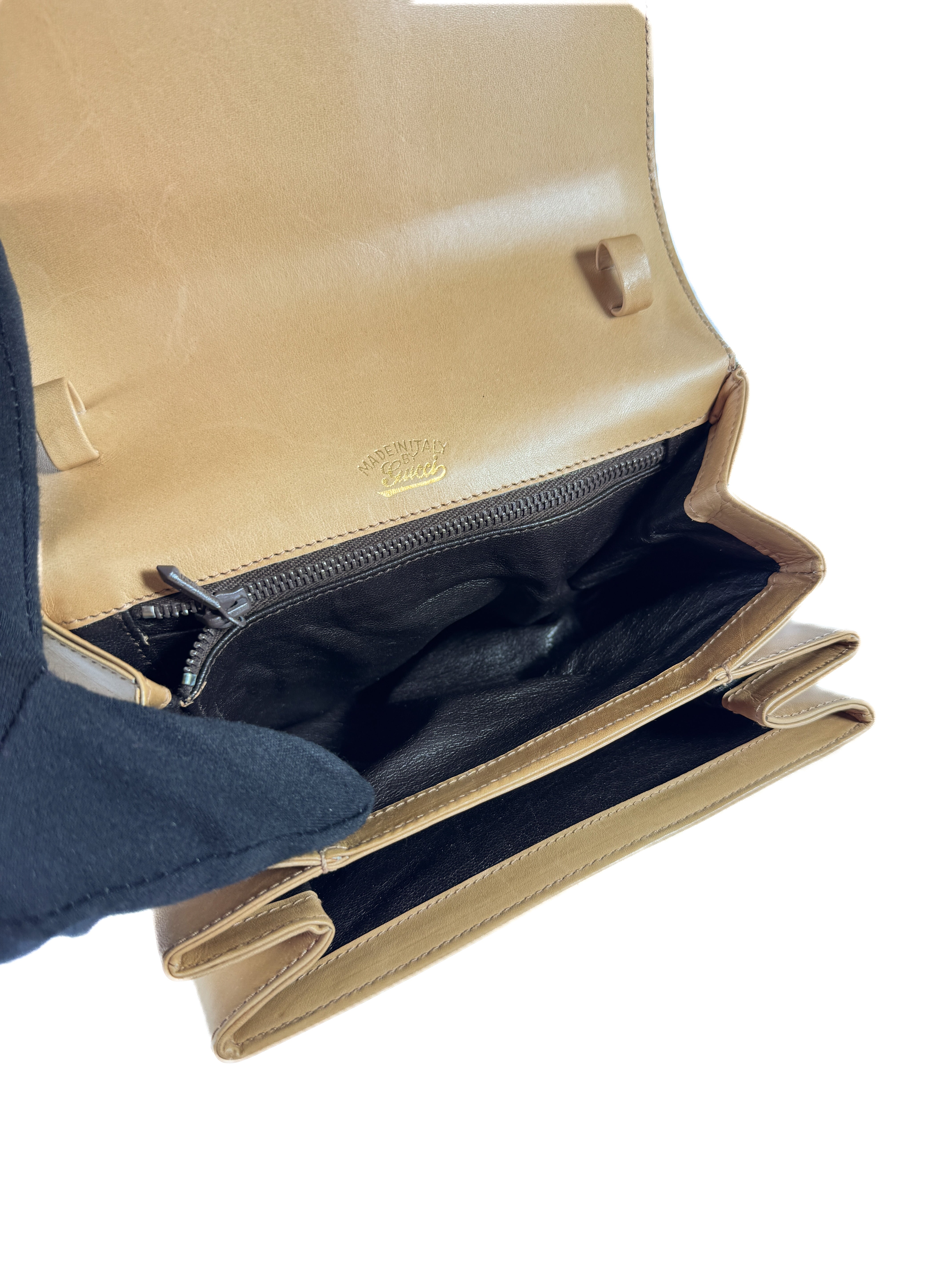 Gucci light tan leather vintage crossbody