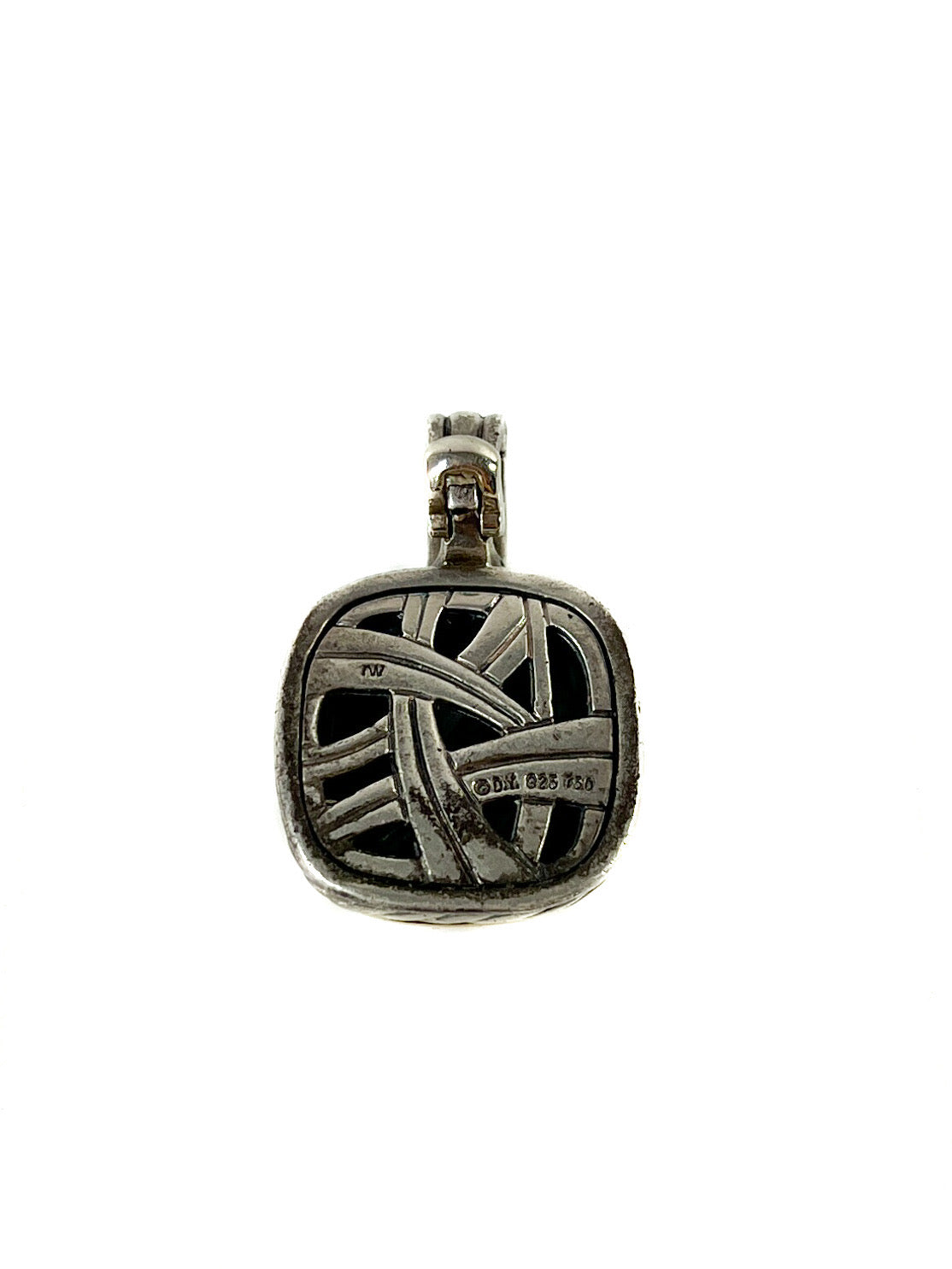 David Yurman sterling silver & gold sculpted cable enhancer pendant