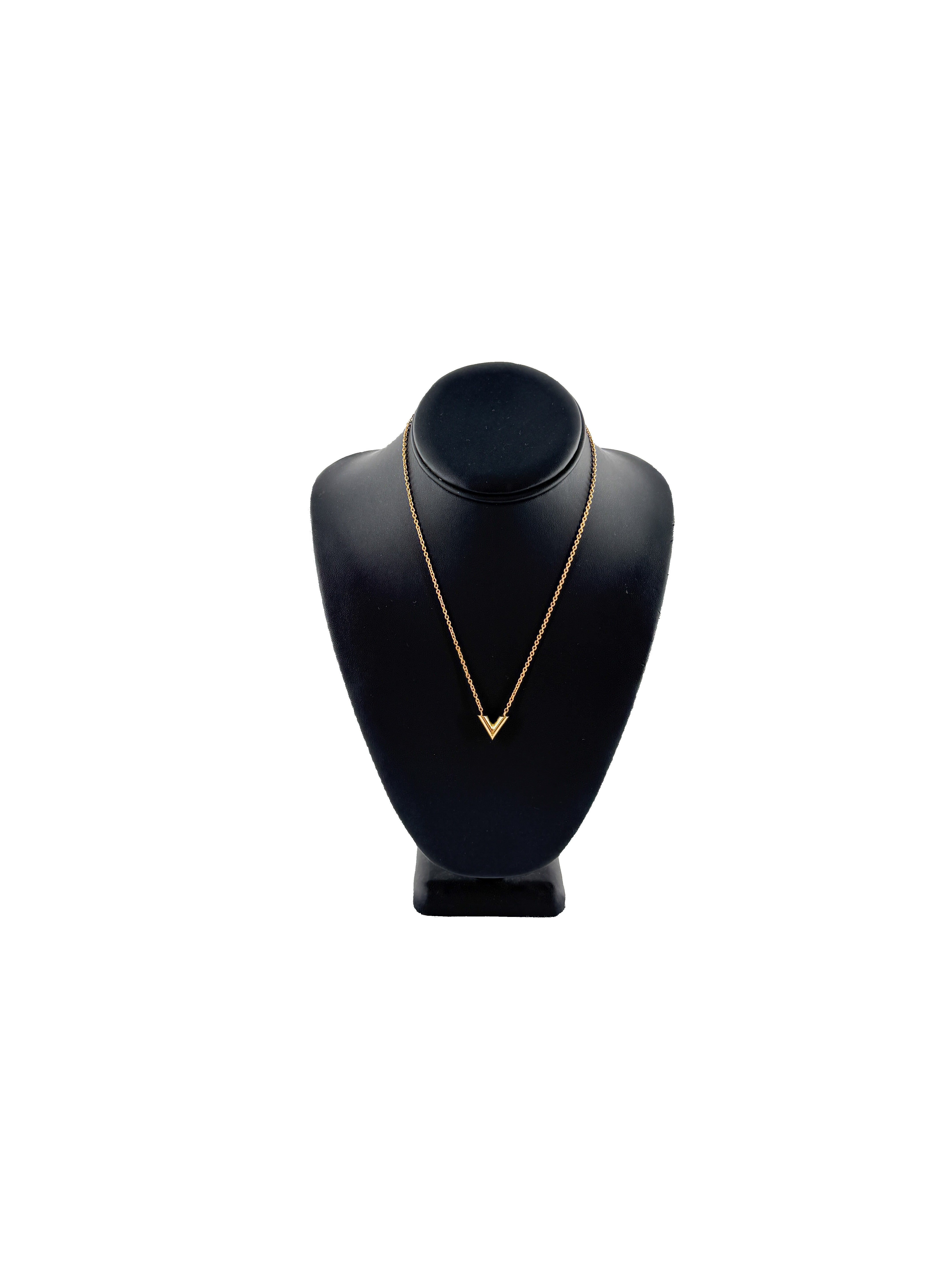 Louis Vuitton gold tone Essential V necklace OB1109