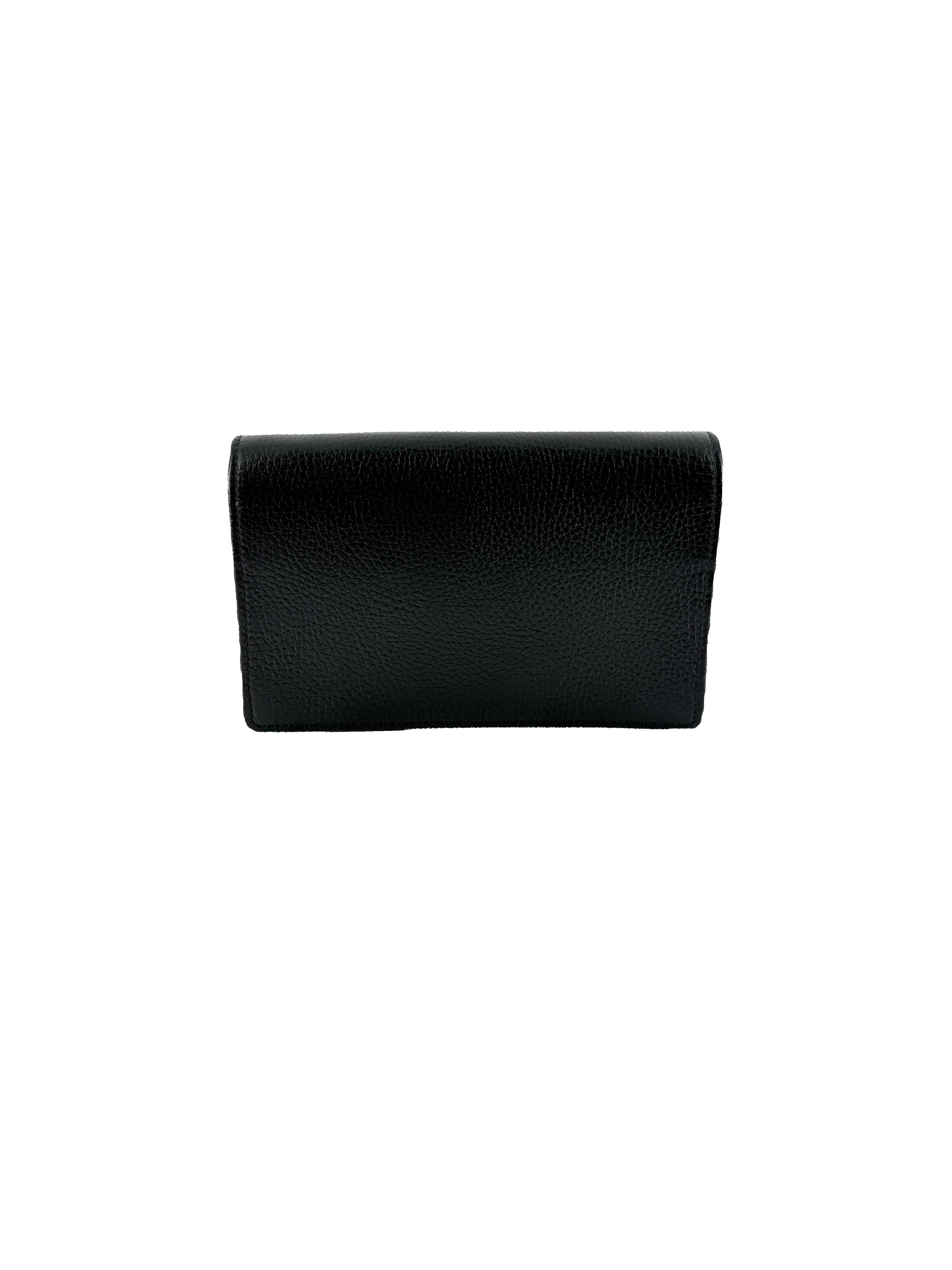 Gucci black leather Marmont wallet on chain 497985 2184