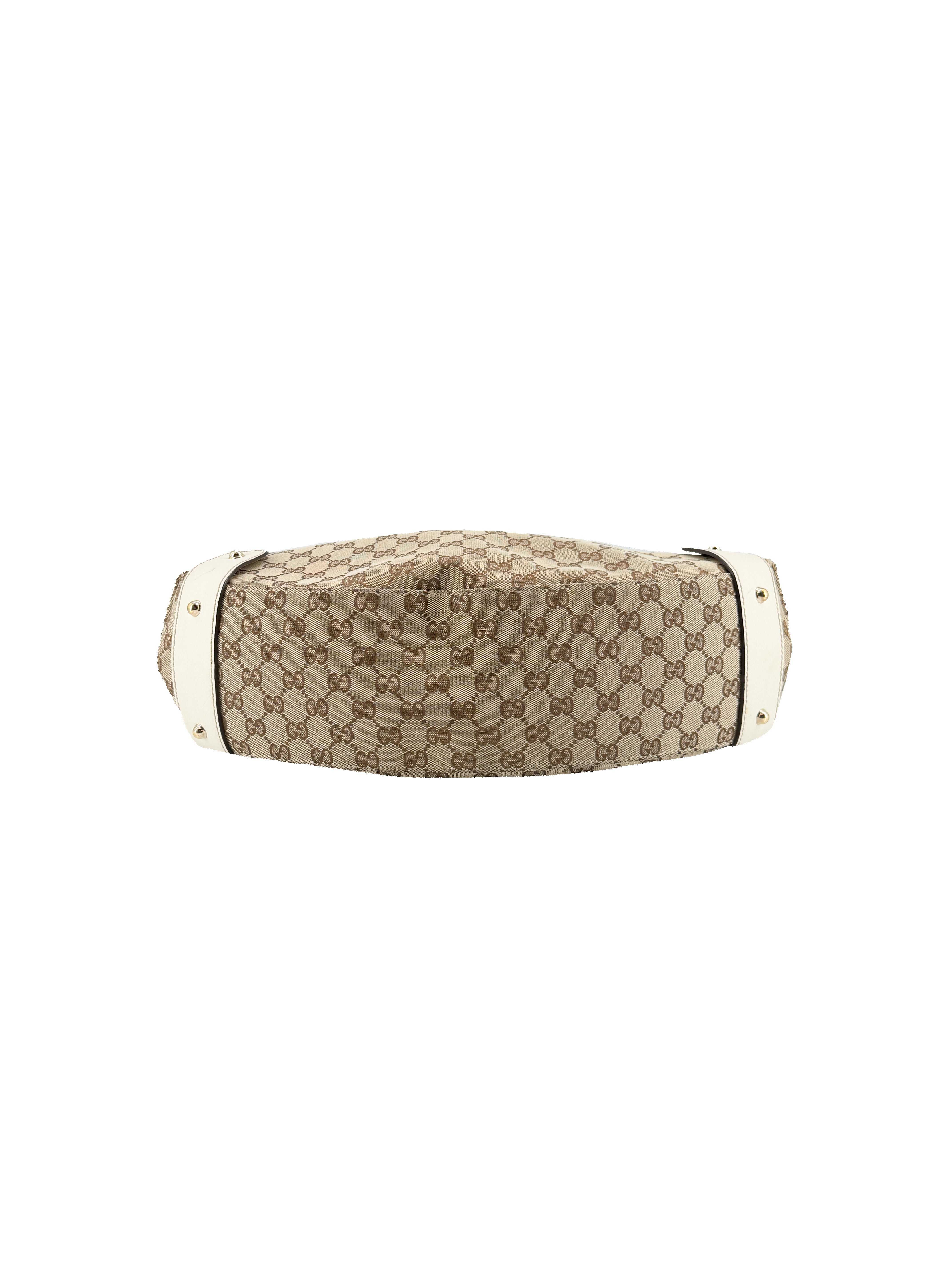 Gucci brown white signature Pelham medium shoulder bag 137621 486628