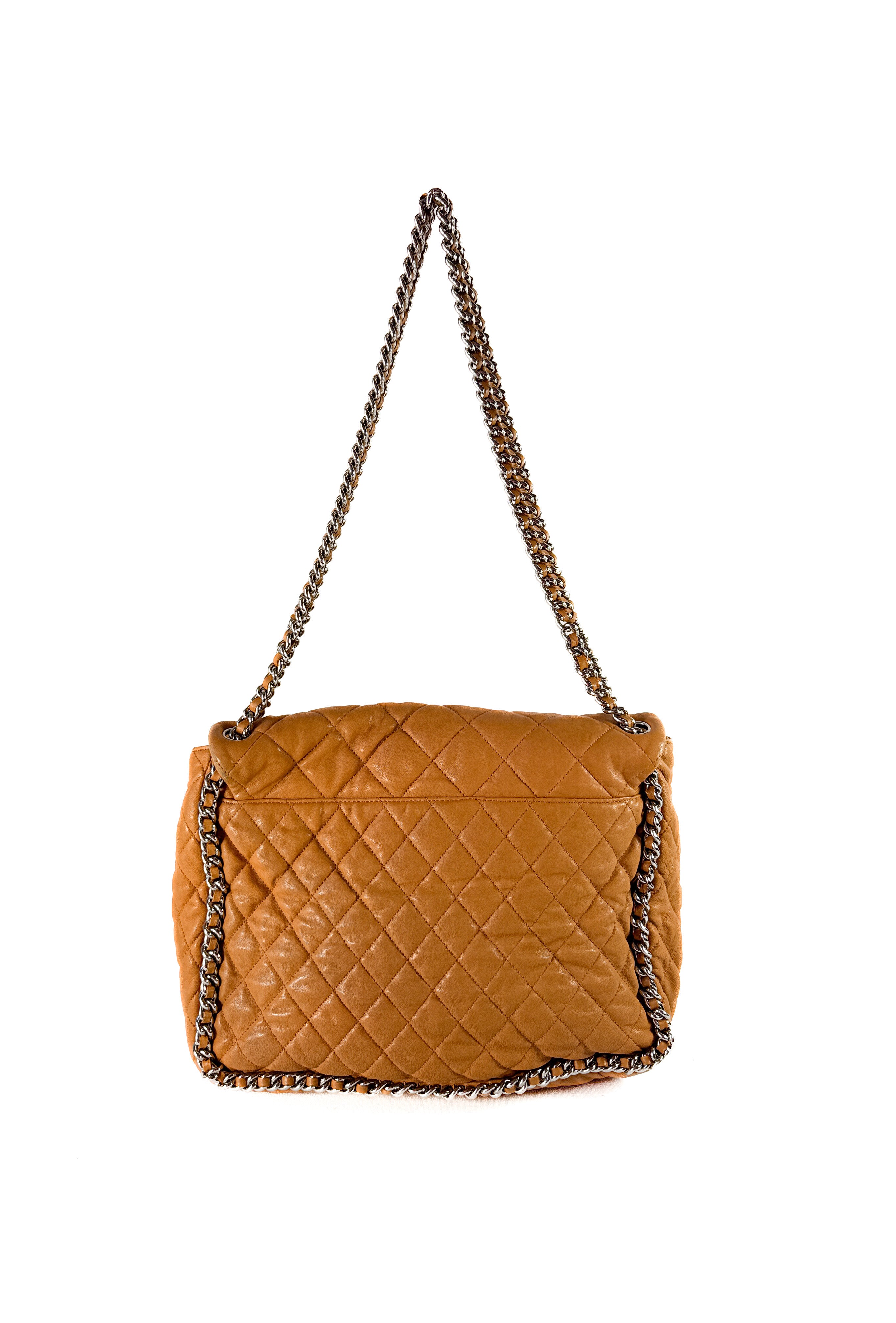Chanel brown quilted chain around maxi flap shoulder bag 17236173