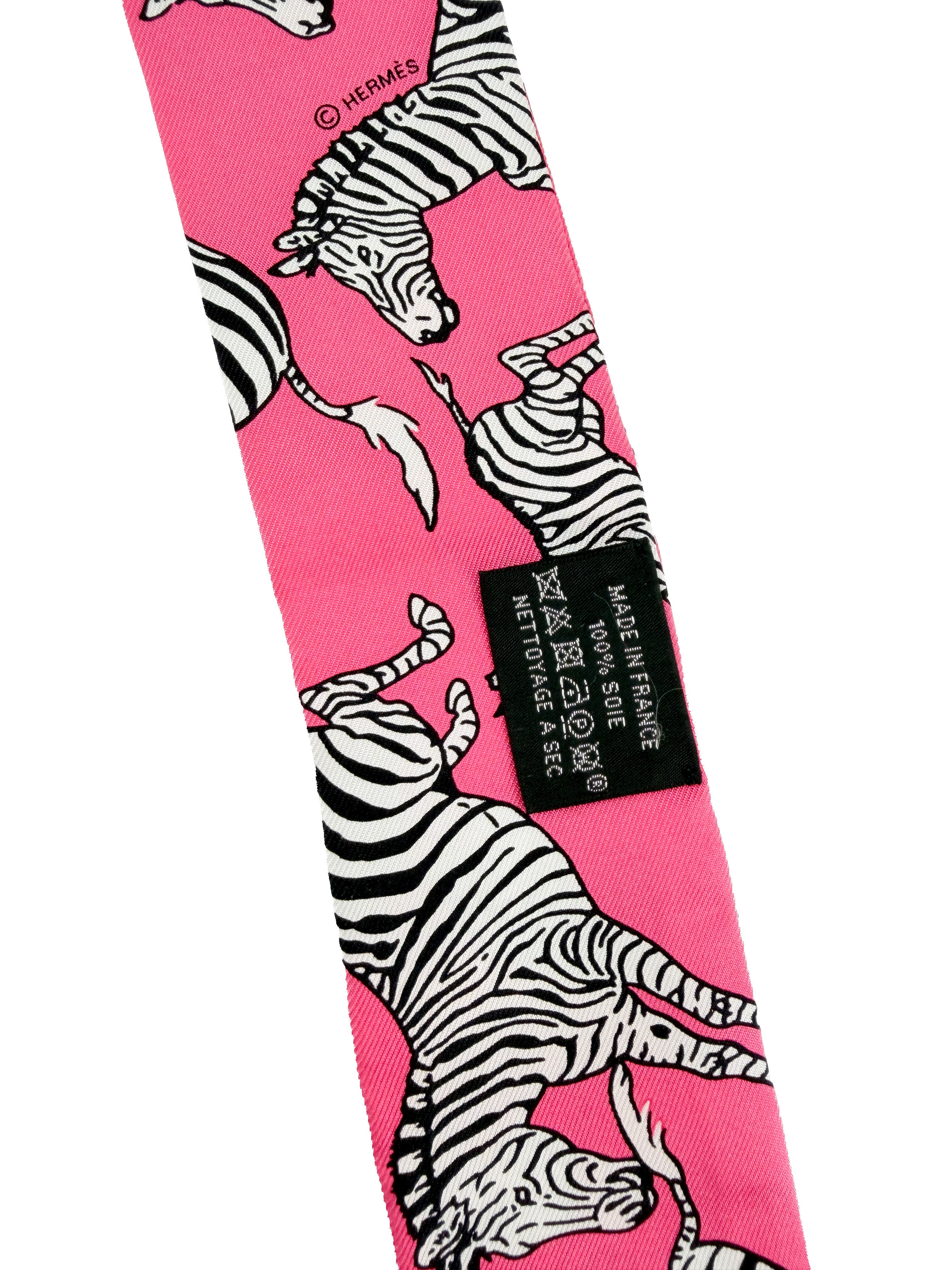 Hermès Les Zebra twilly pink