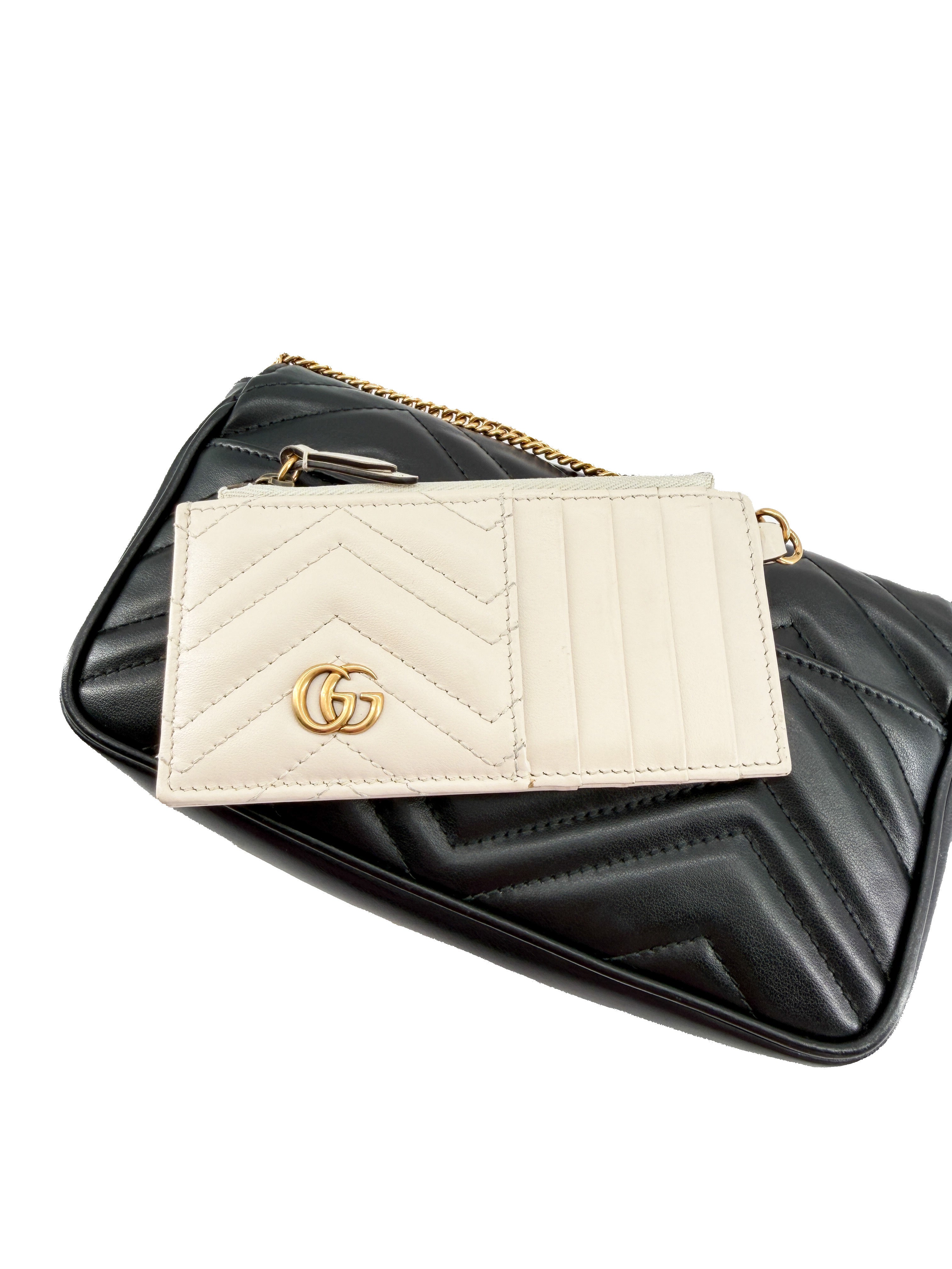 Gucci black Marmont small crossbody w/ white cardholder 751526-493075