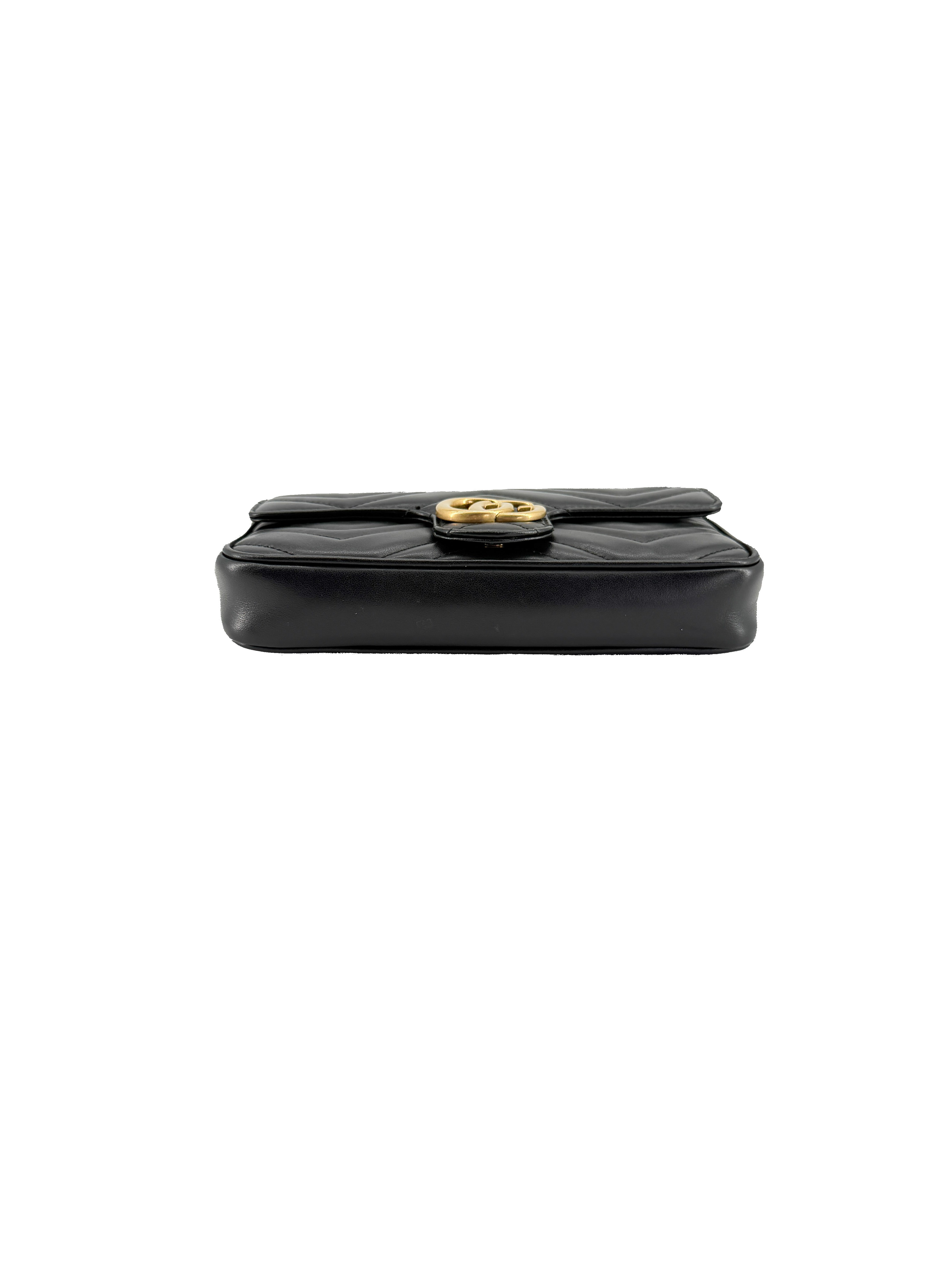 Gucci black Marmont small crossbody w/ white cardholder 751526-493075