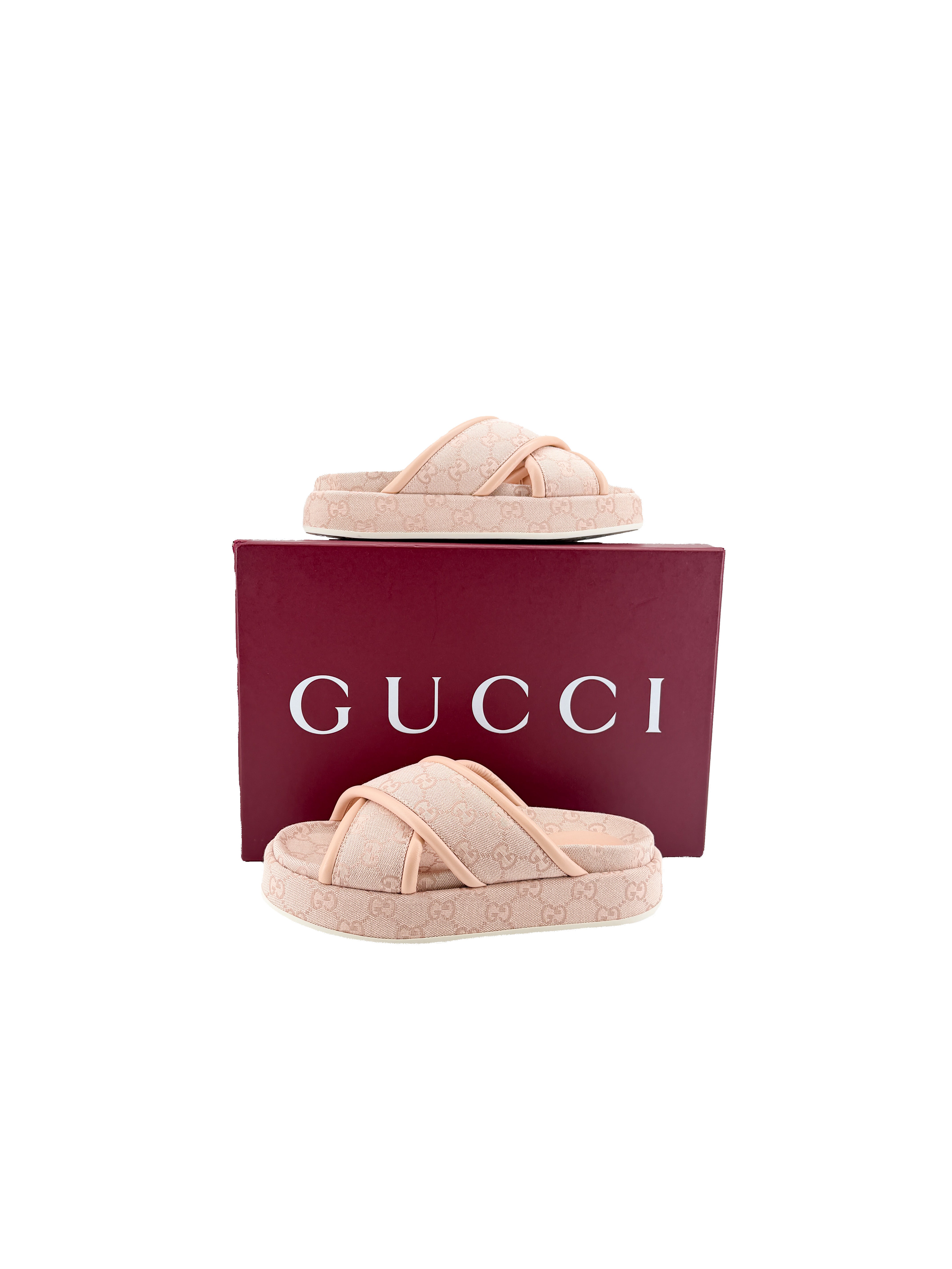 Gucci pink Angelina Platform Slide Sandals size 9.5 NEW