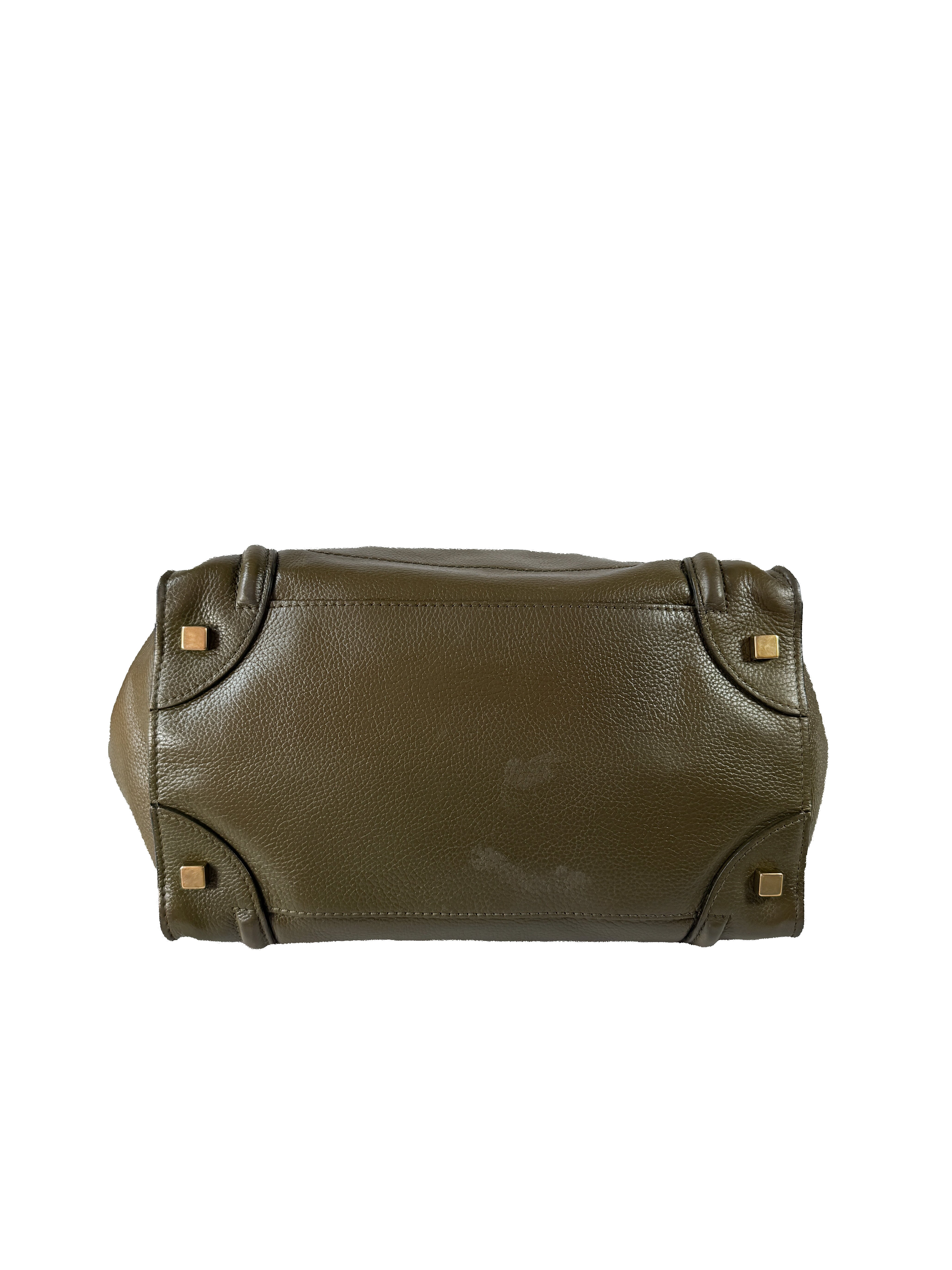 Celine olive leather mini luggage tote S-PA-1121