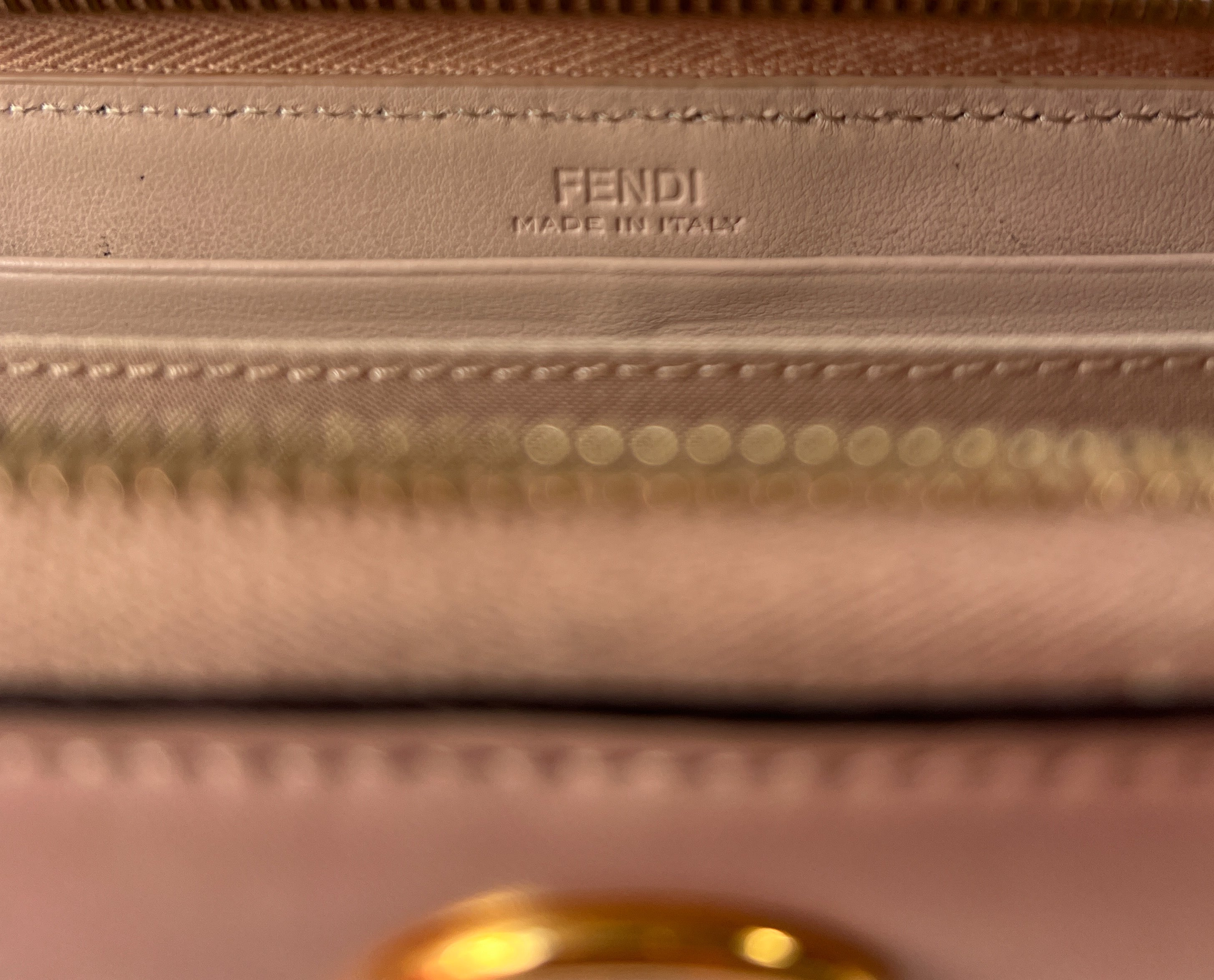 Fendi blush pink Kan I F slim zip around wallet