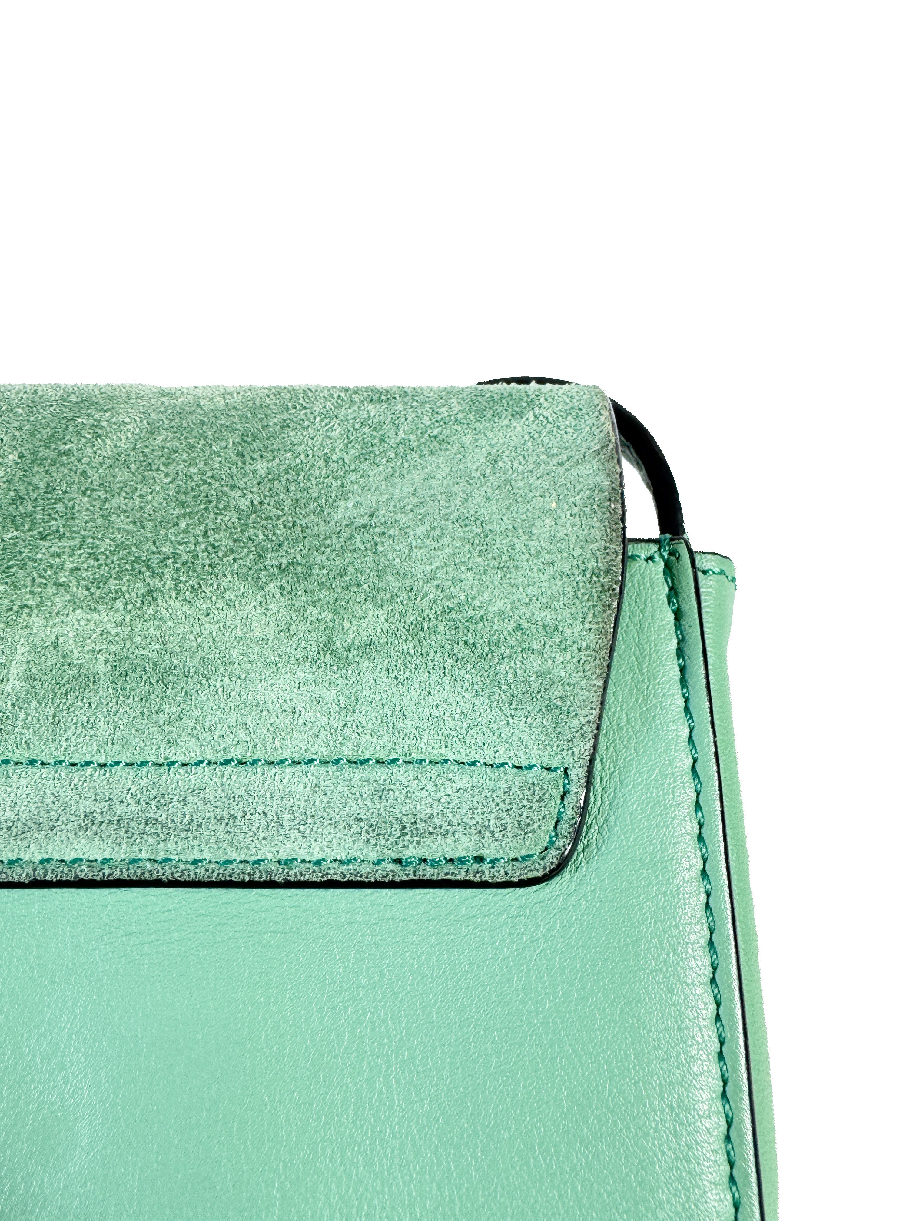 Chloé green leather suede Faye small crossbody 01-17-99-65