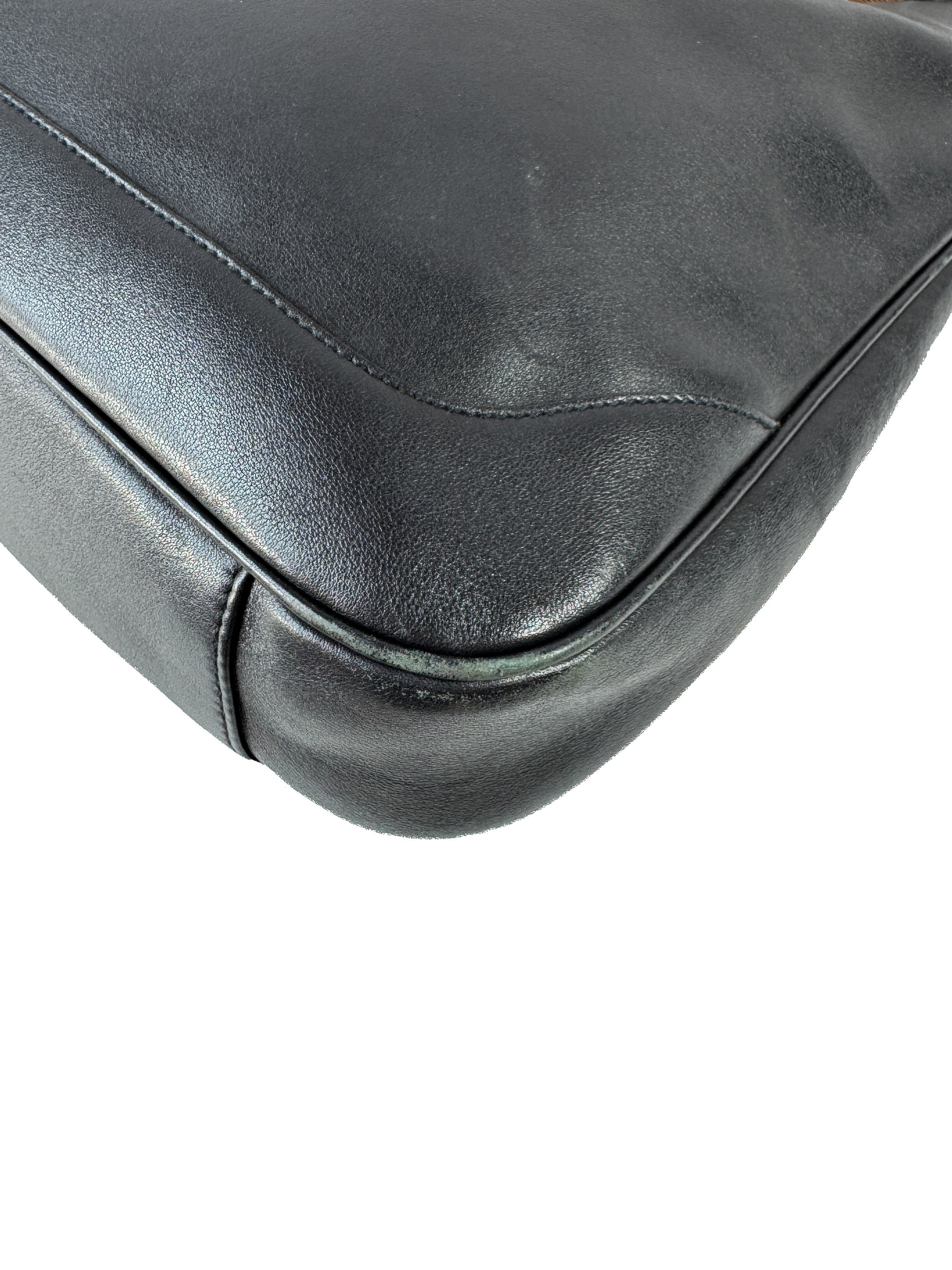 Gucci black leather bamboo handle bag 14095001553