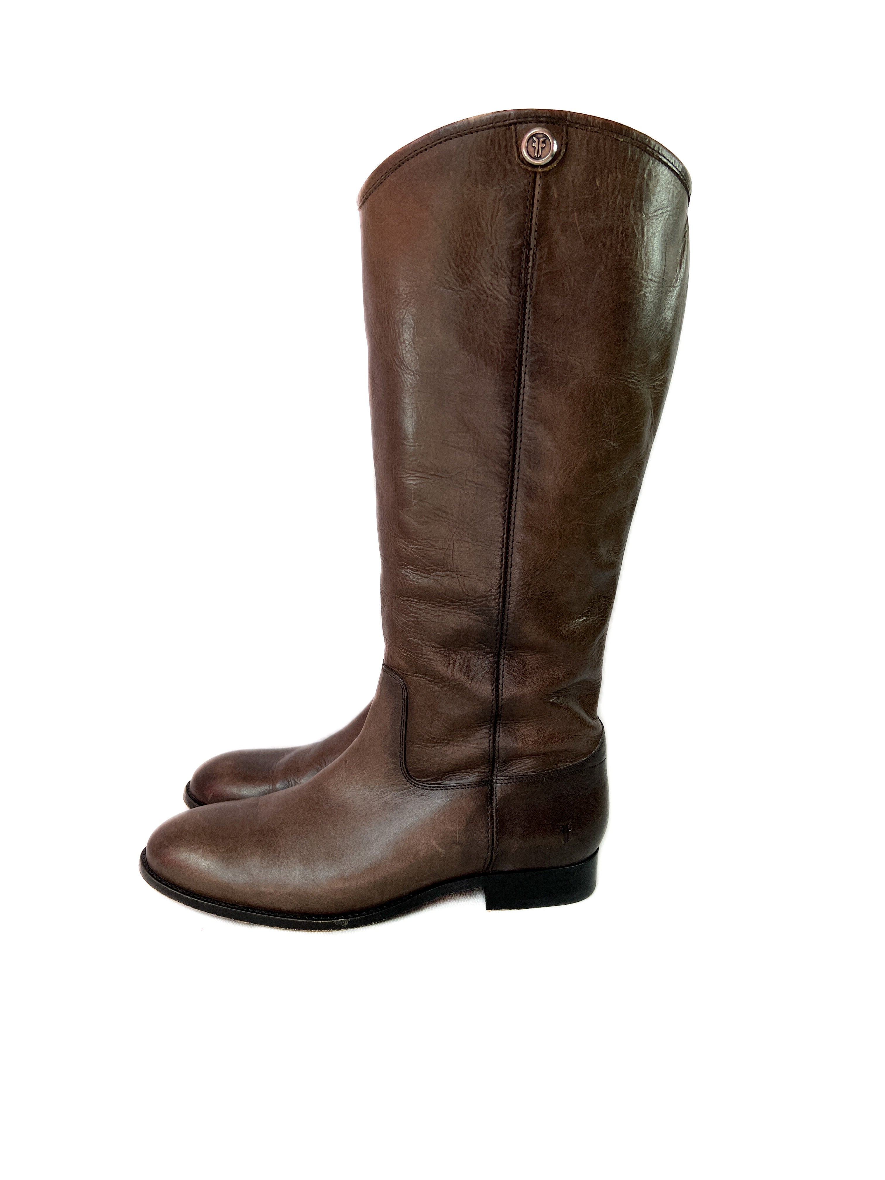 Frye dark taupe leather tall boots size 10