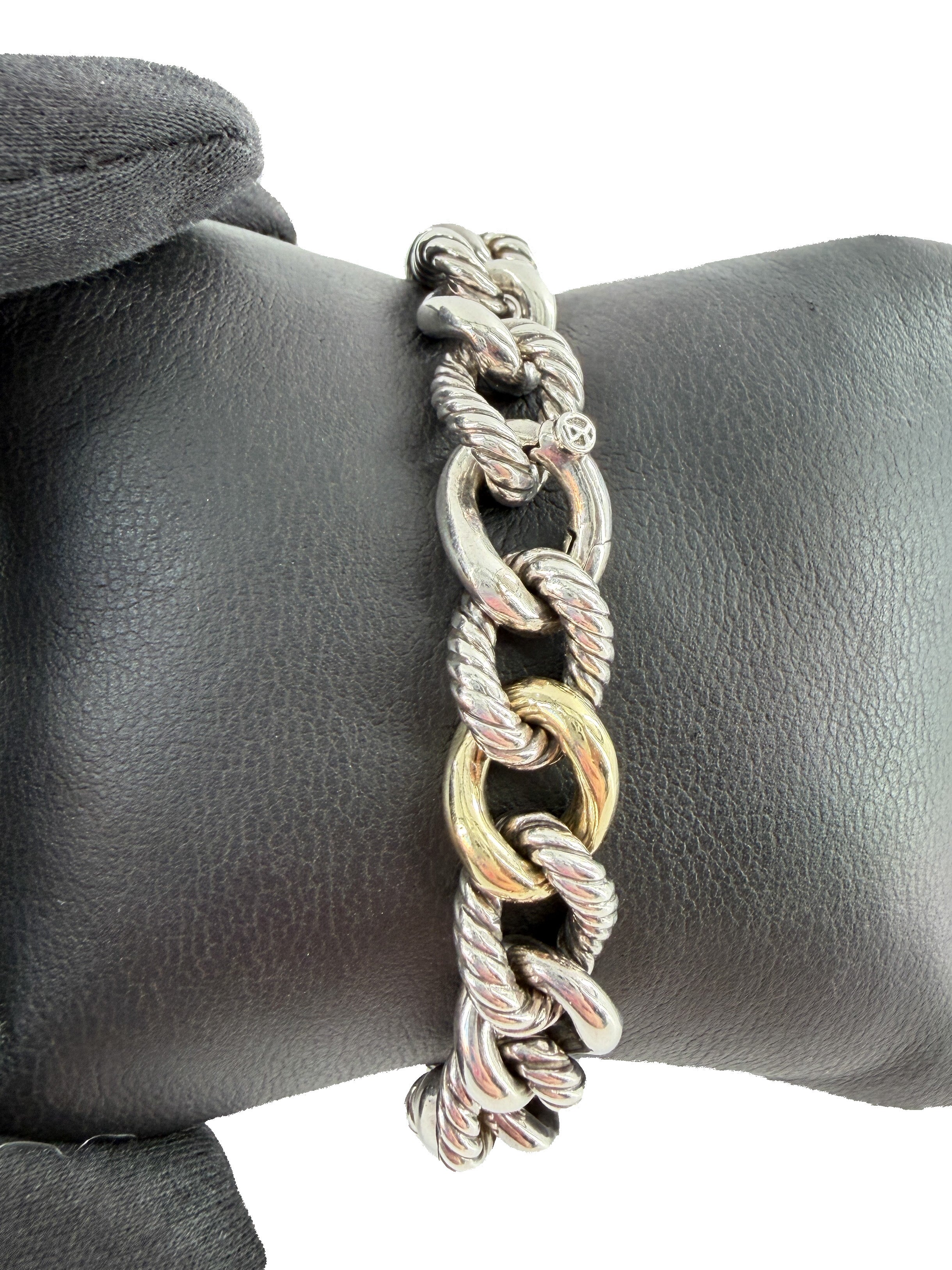 David Yurman sterling silver, 18k yellow gold Belmont curb bracelet