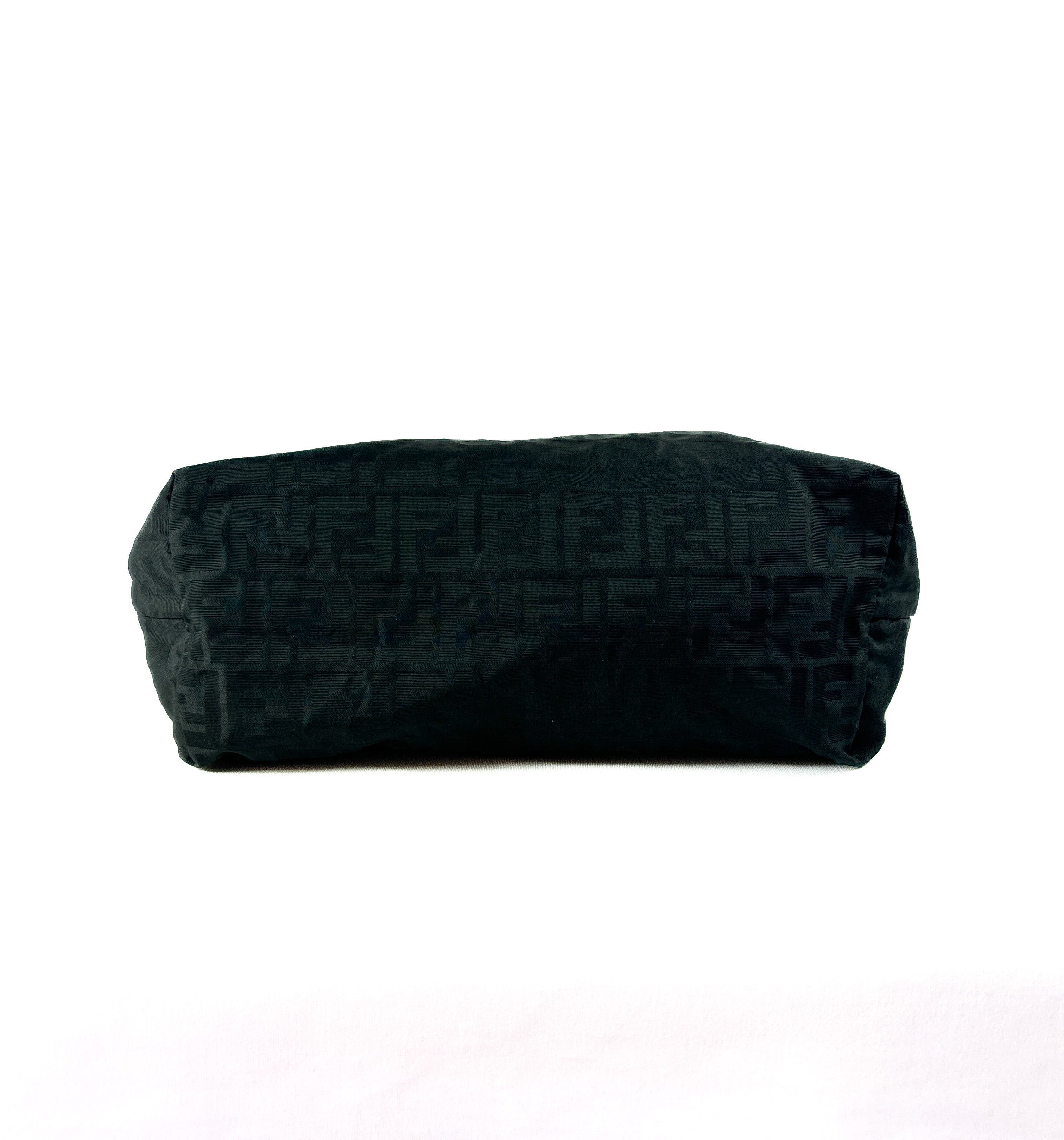 Fendi black zucca medium roll tote