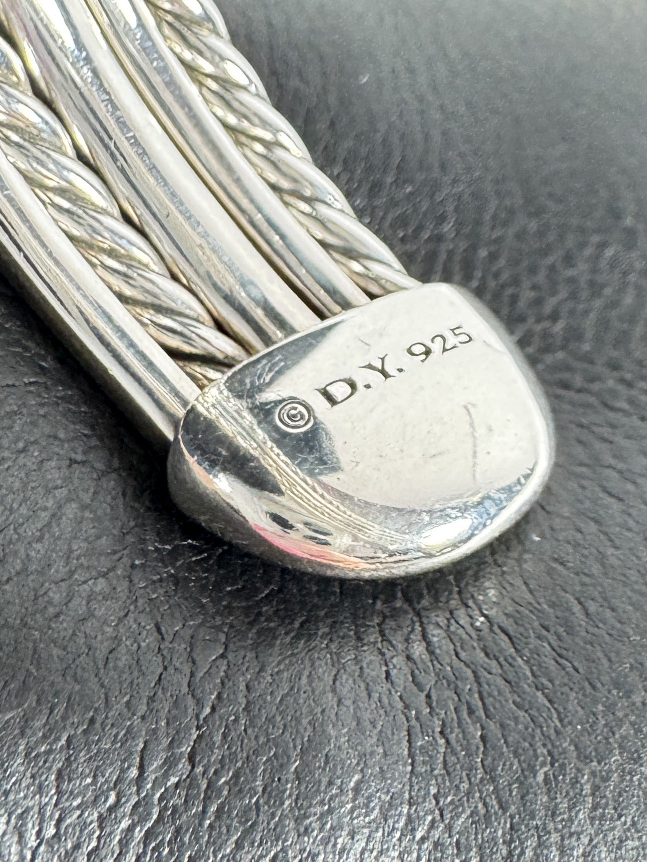 David Yurman sterling silver blue topaz diamonds narrow stax cuff