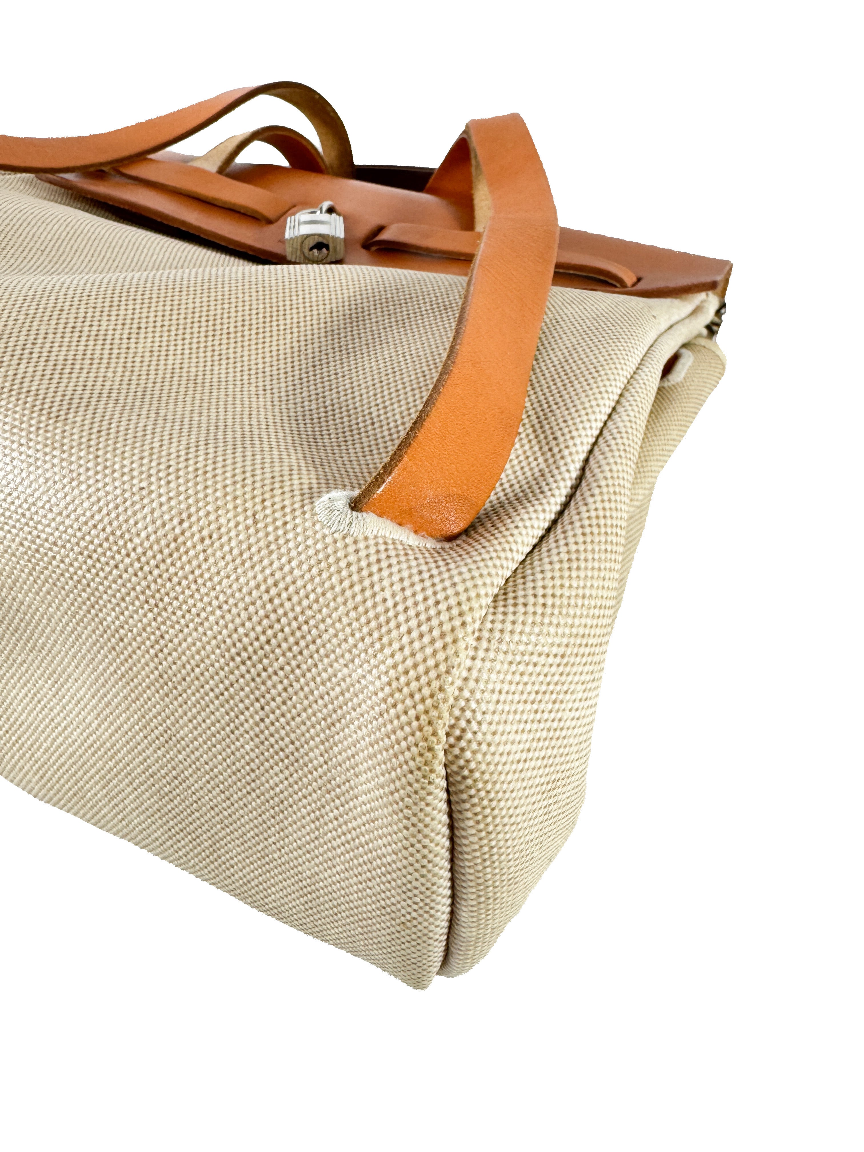 Hermès herbag toile backpack w/ large shell (square E, 2001)